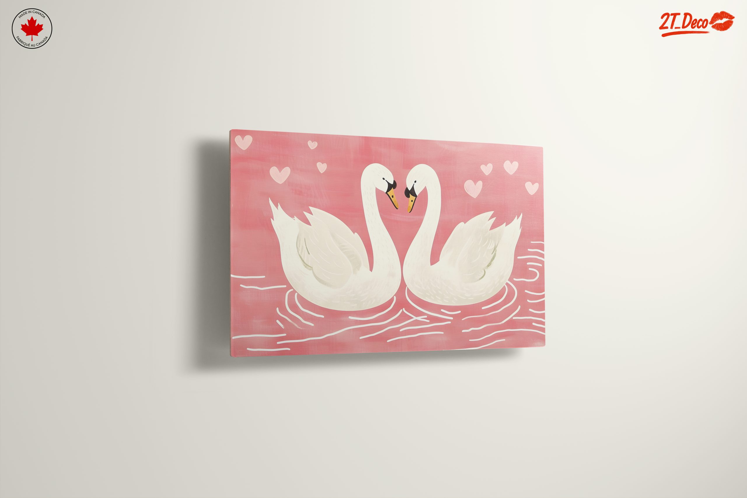 Sweet Swans in Pink Background Art - Image 13
