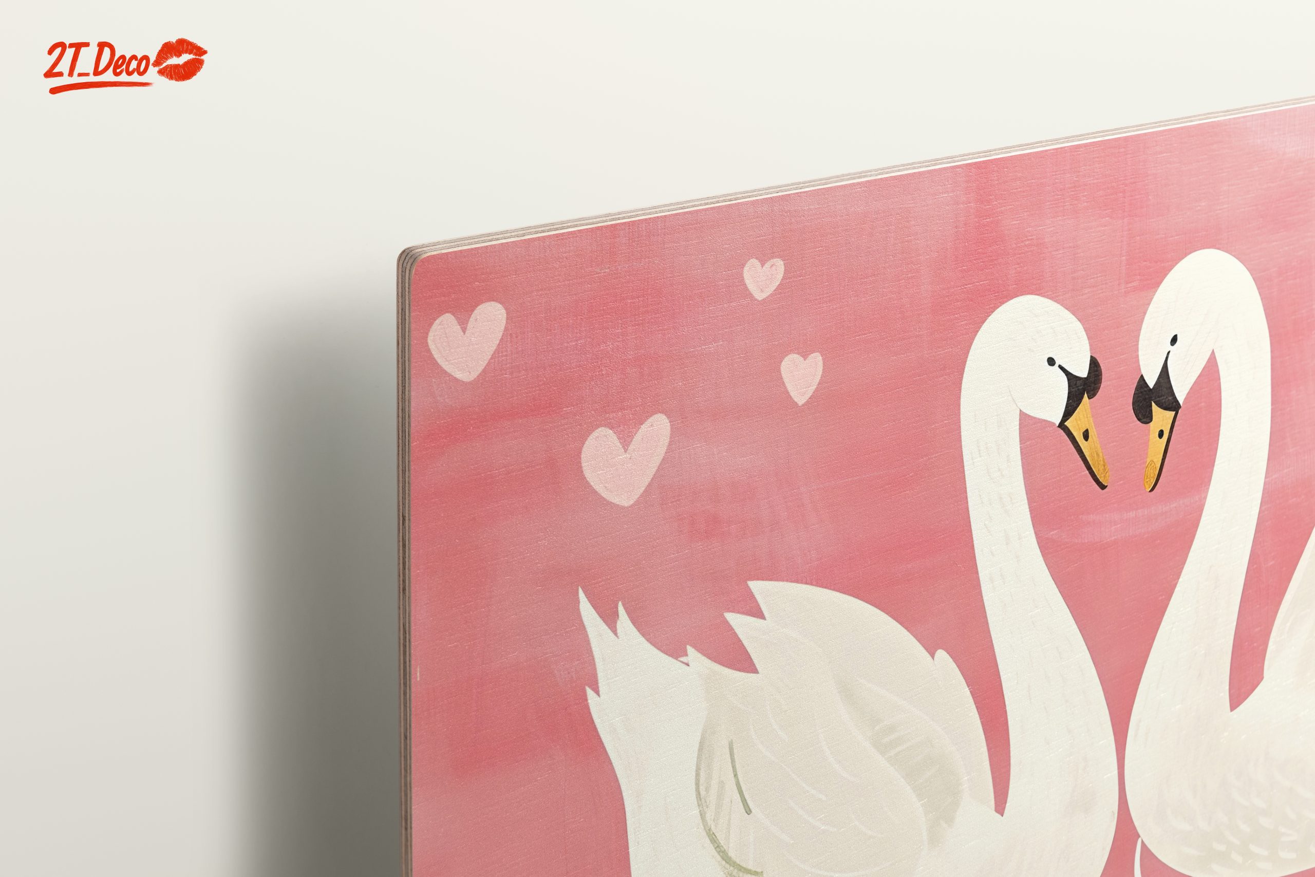 Sweet Swans in Pink Background Art - Image 15