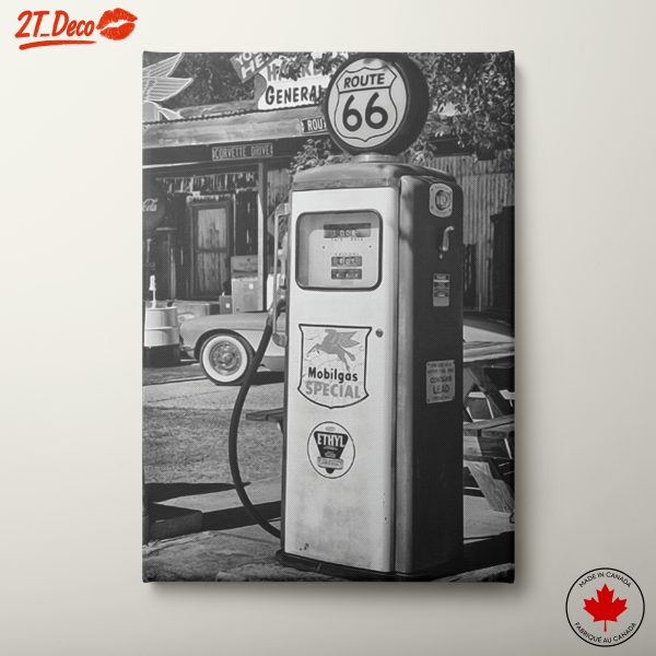 Vintage Gas Station with Route 66 Sign