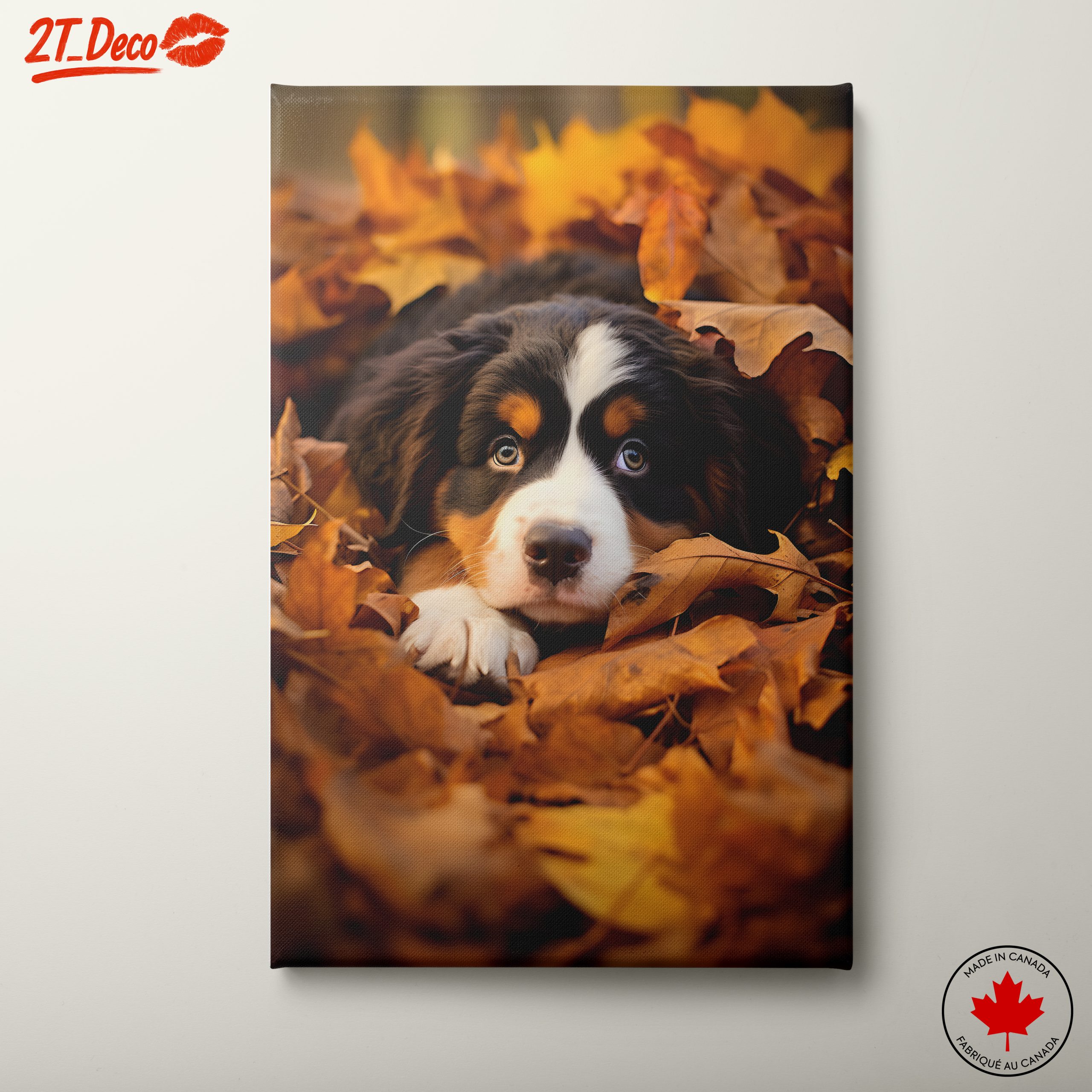 Cute Dog Lying in Leaves