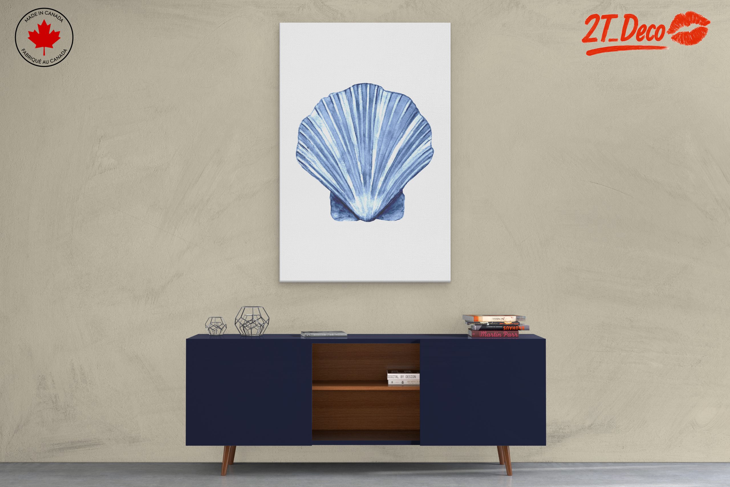 Elegant Blue Shell Artwork for Coastal Decor - Image 3