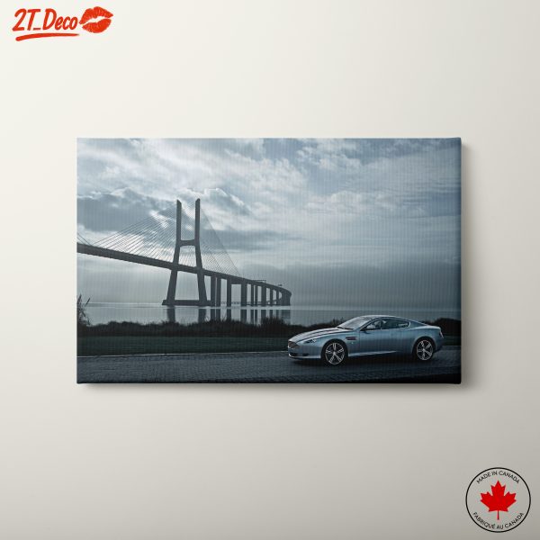 Silvery Classic Car by the Bridge