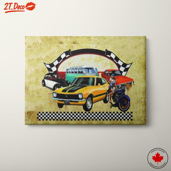 Vintage Racing Cars in Retro Style
