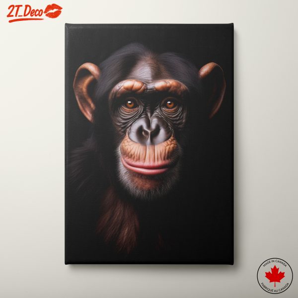 Realistic Chimpanzee Portrait in Dark Background