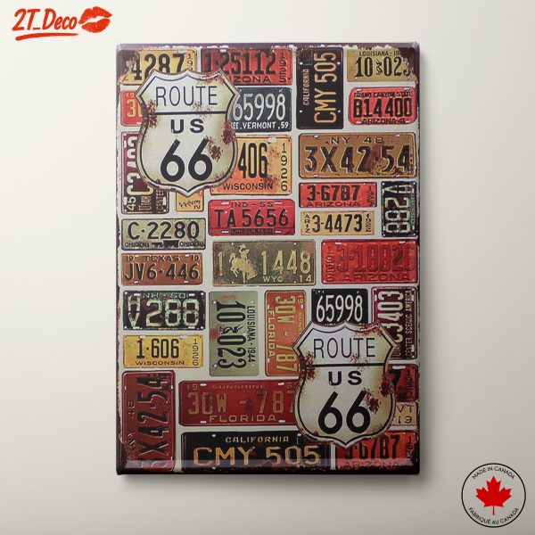 Vintage License Plates Route 66 Art