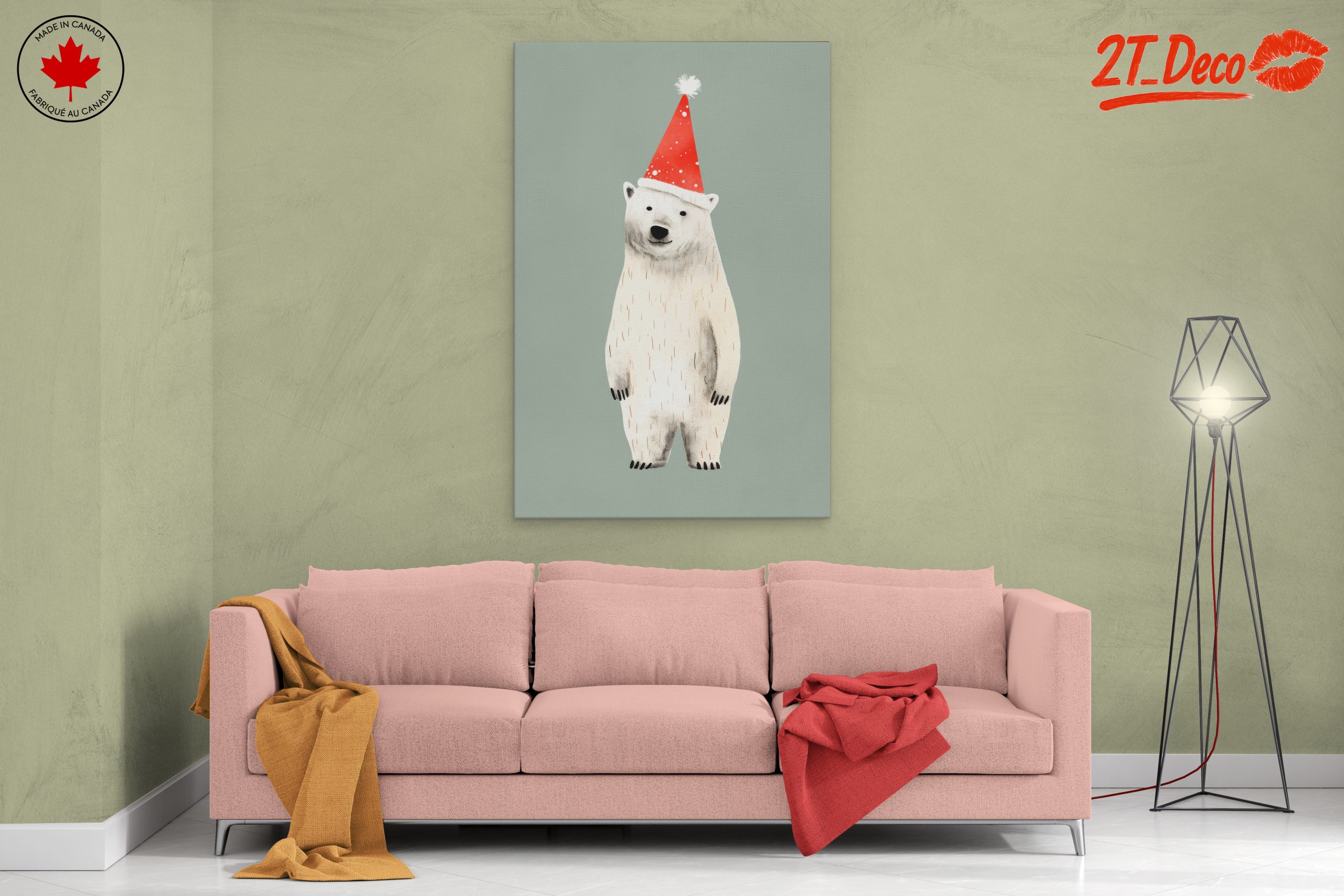 Festive Polar Bear in Santa Hat - Image 2