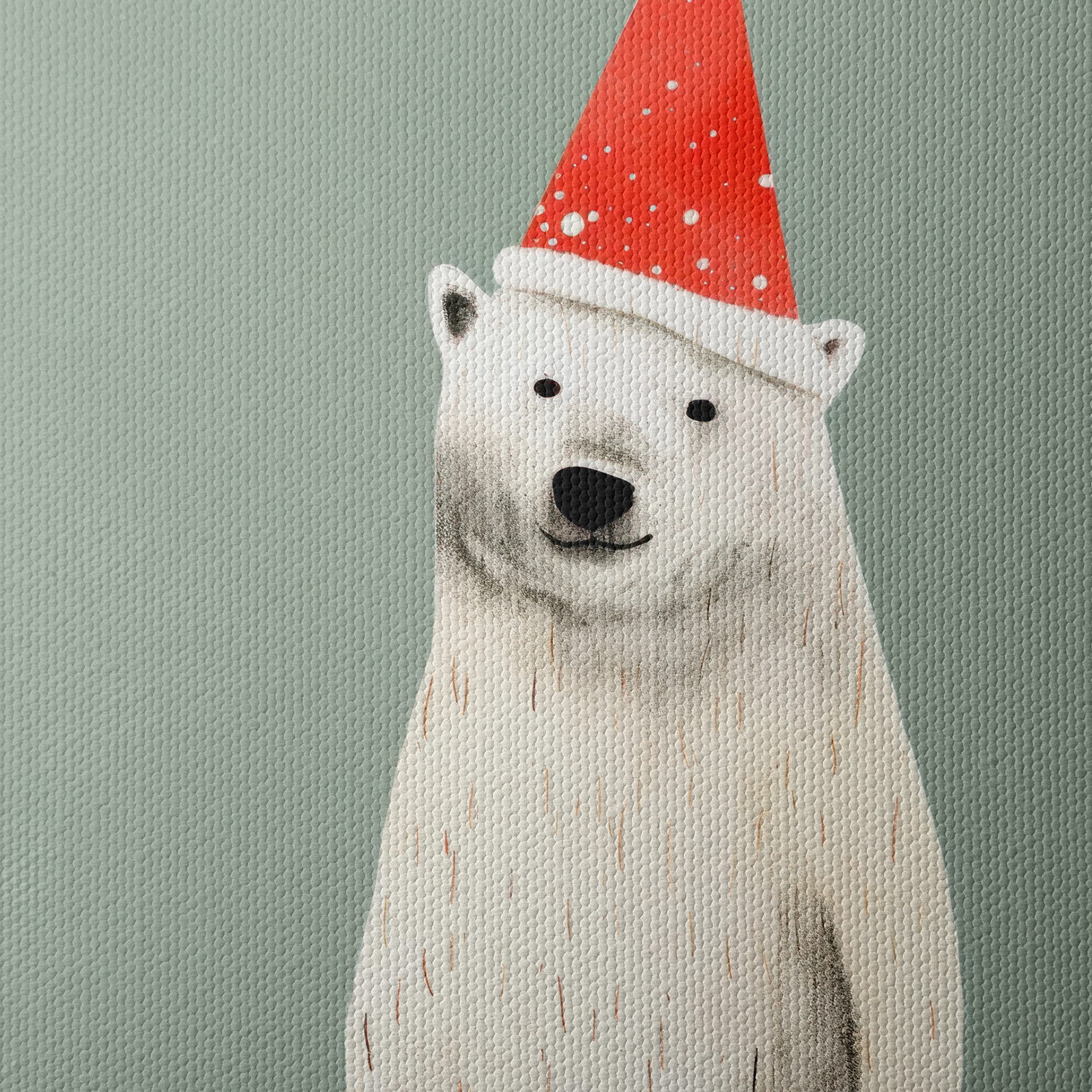 Festive Polar Bear in Santa Hat - Image 4