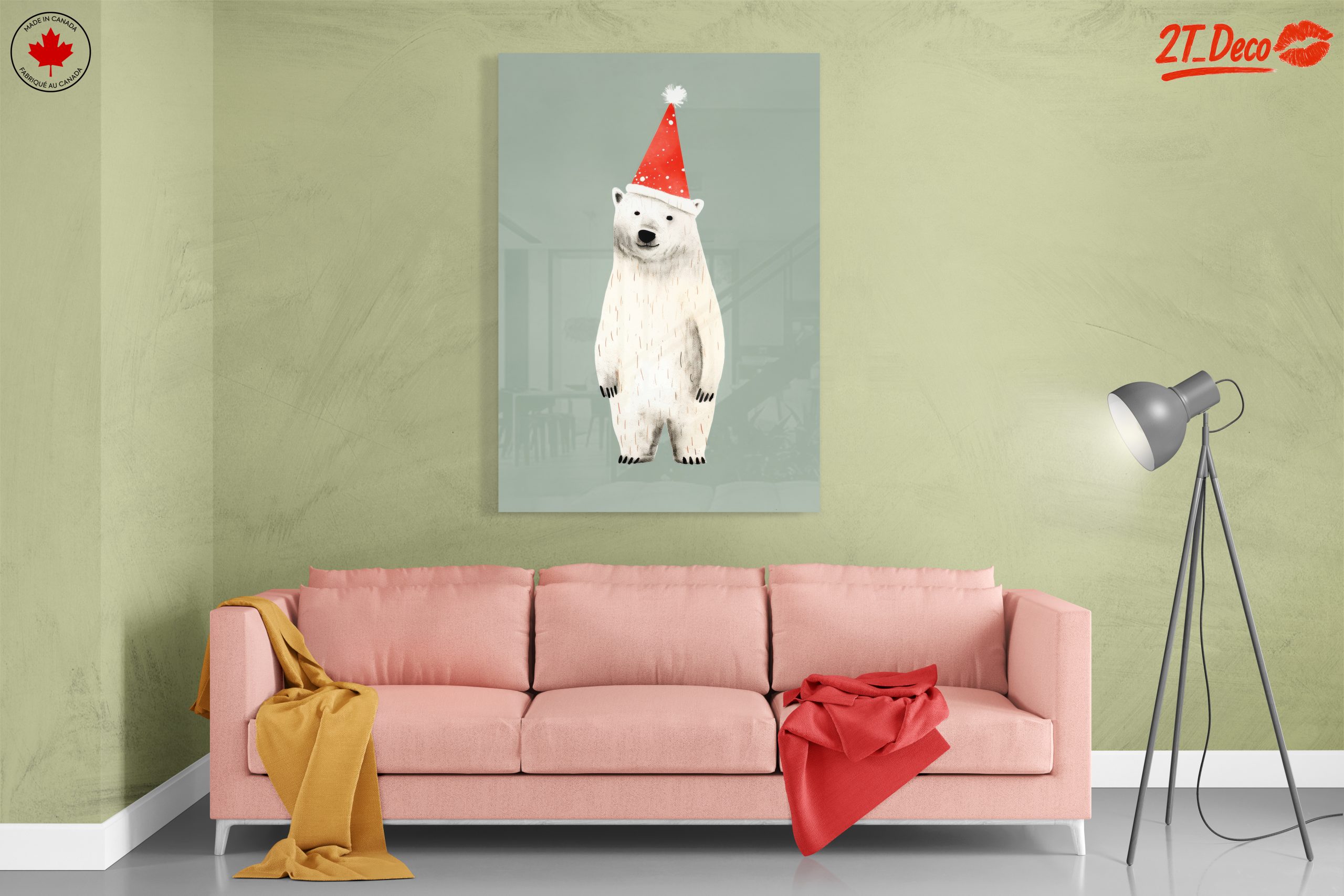 Festive Polar Bear in Santa Hat - Image 7
