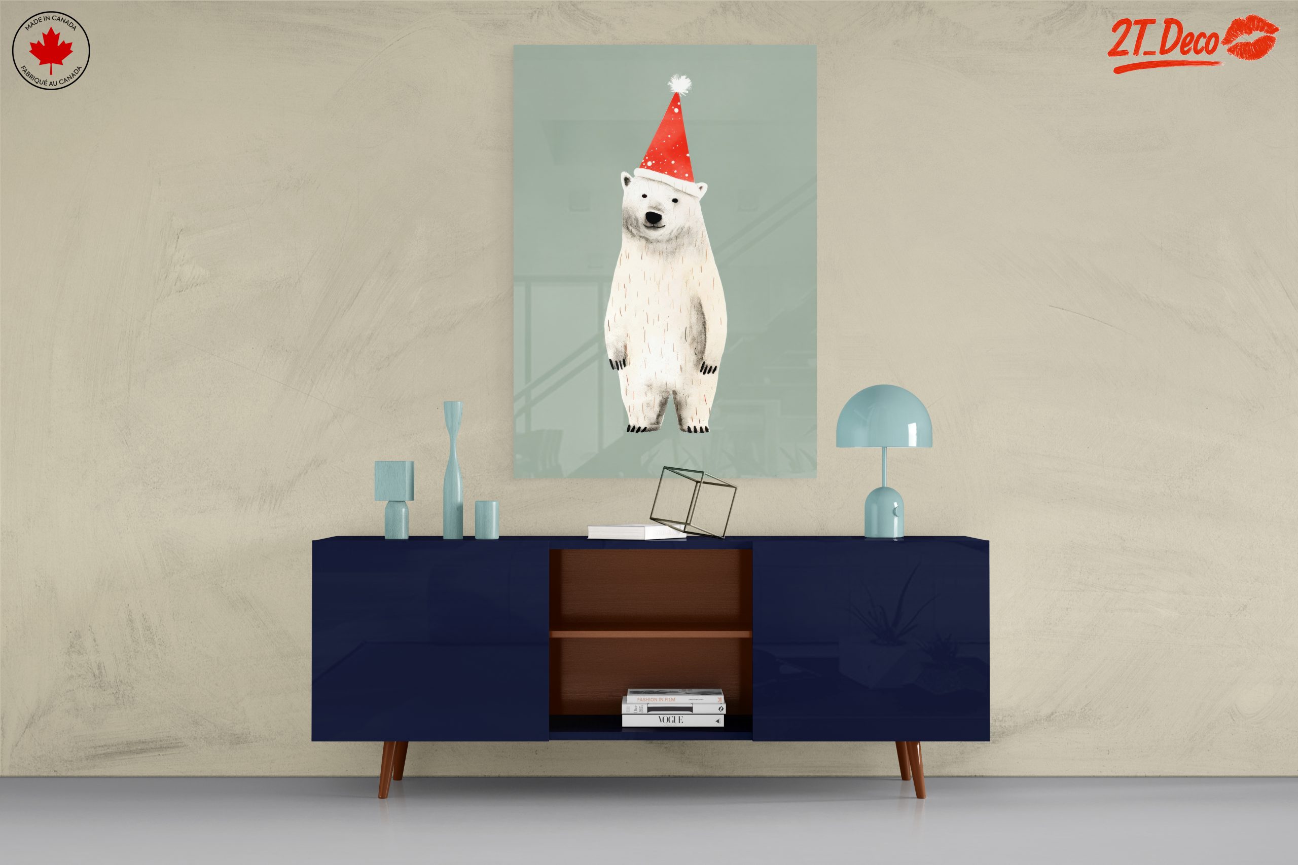 Festive Polar Bear in Santa Hat - Image 8