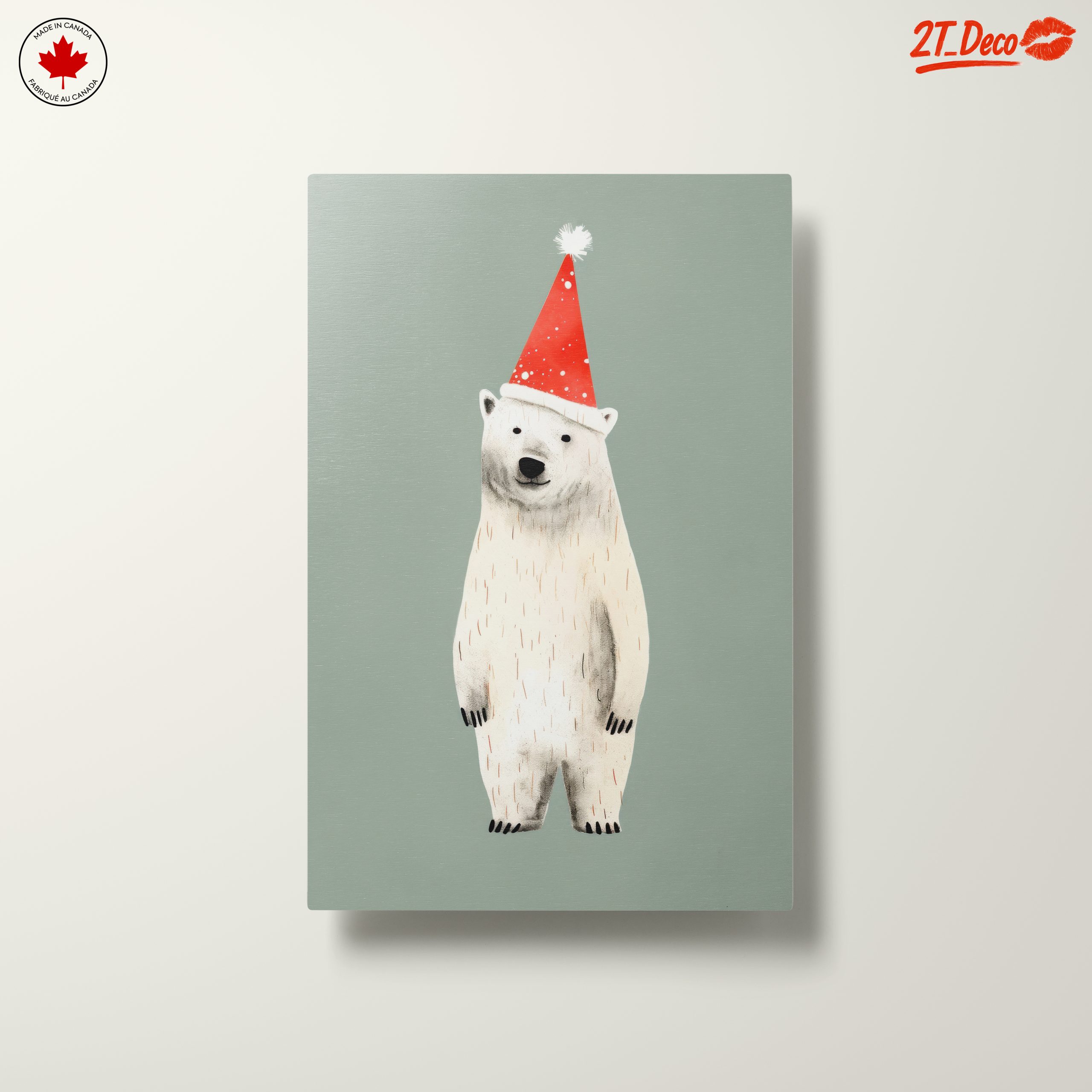 Festive Polar Bear in Santa Hat - Image 10