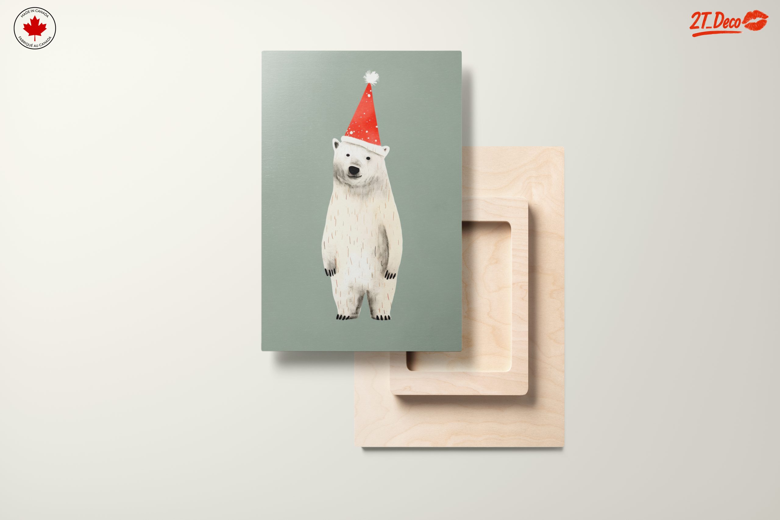Festive Polar Bear in Santa Hat - Image 11