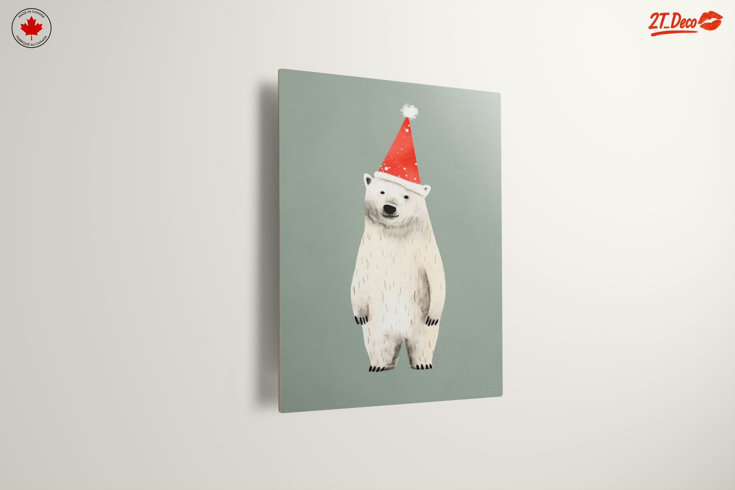 Festive Polar Bear in Santa Hat - Image 13