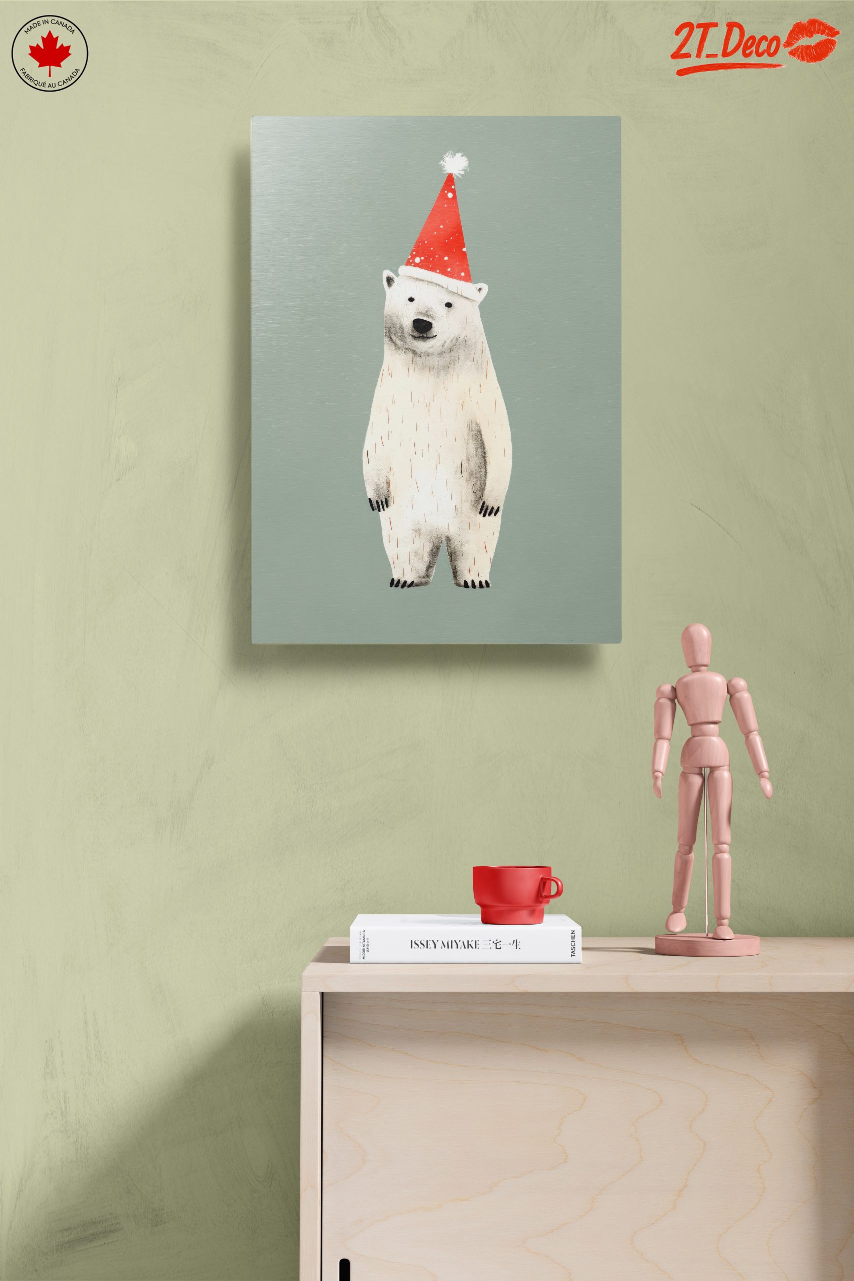 Festive Polar Bear in Santa Hat - Image 14