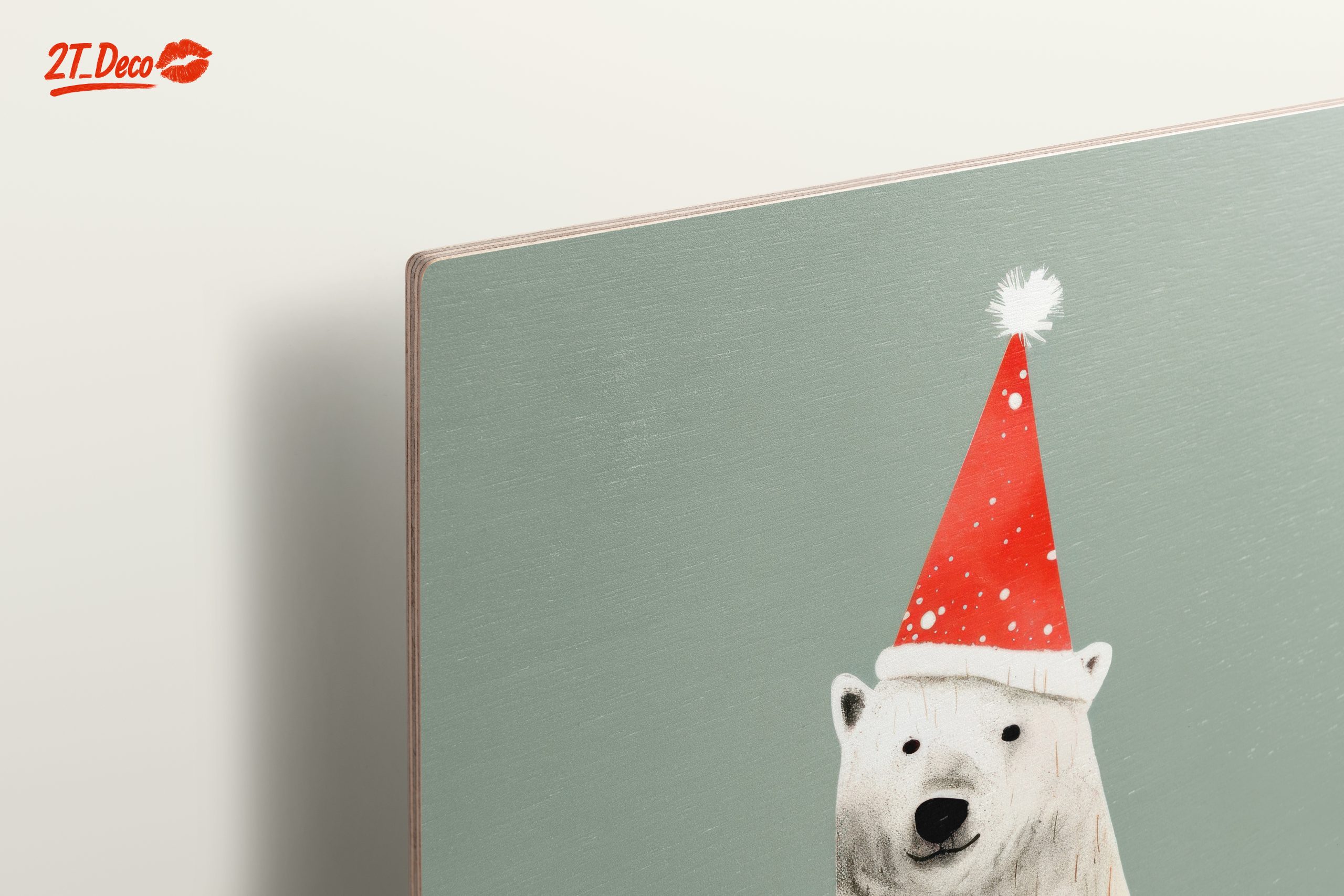 Festive Polar Bear in Santa Hat - Image 15