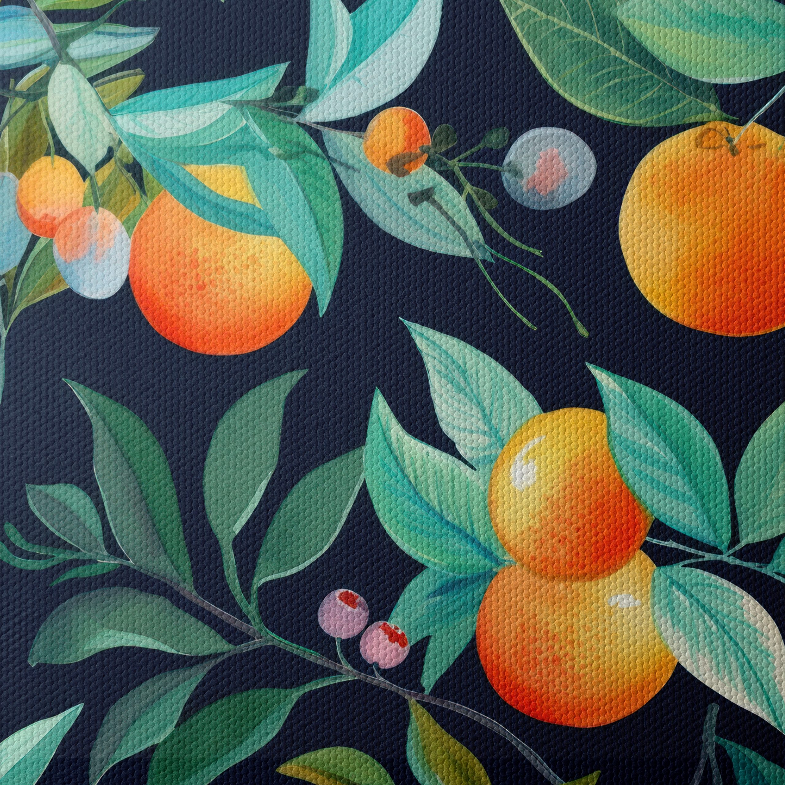 Vibrant Botanical Leaf Print with Oranges and Berries - Image 4