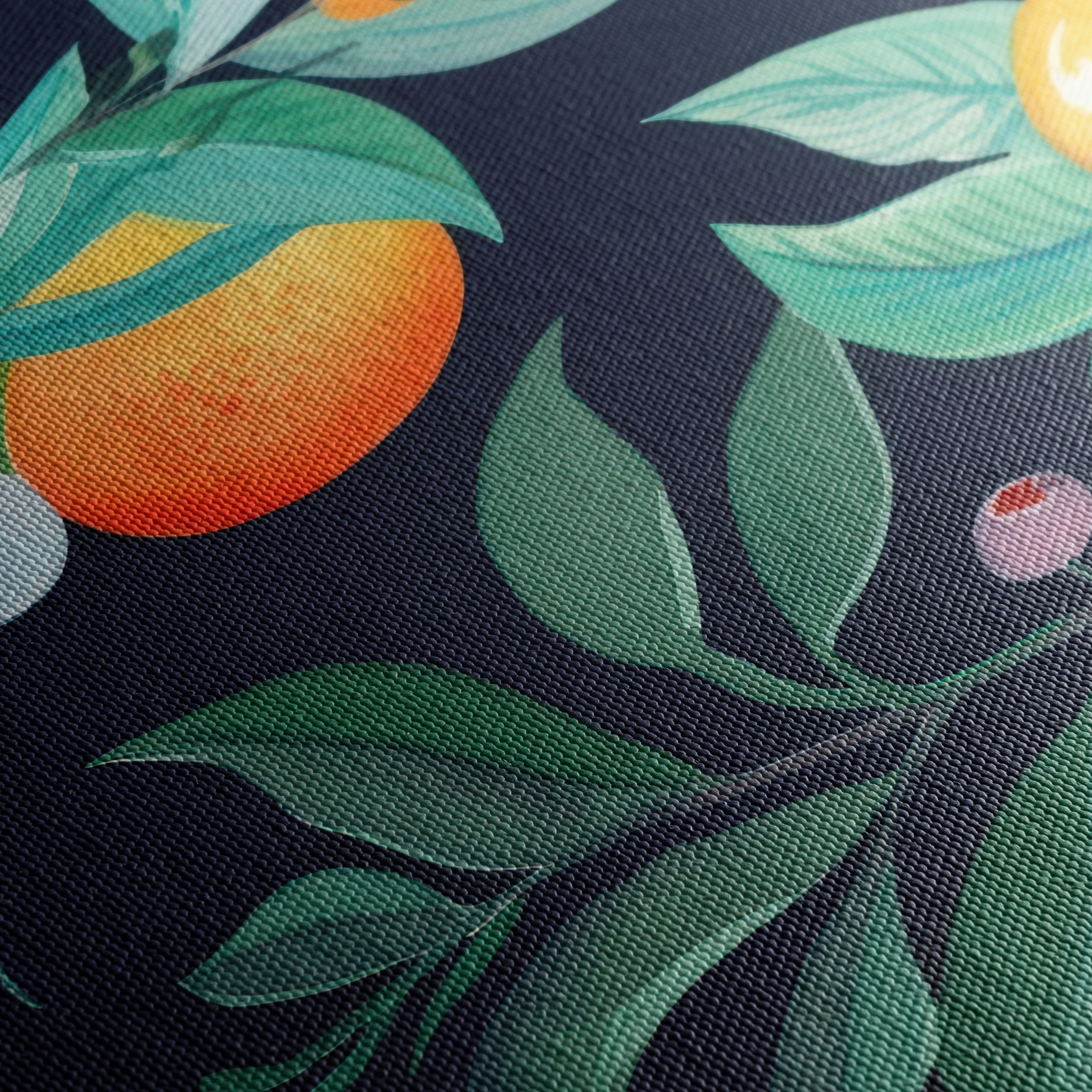 Vibrant Botanical Leaf Print with Oranges and Berries - Image 5