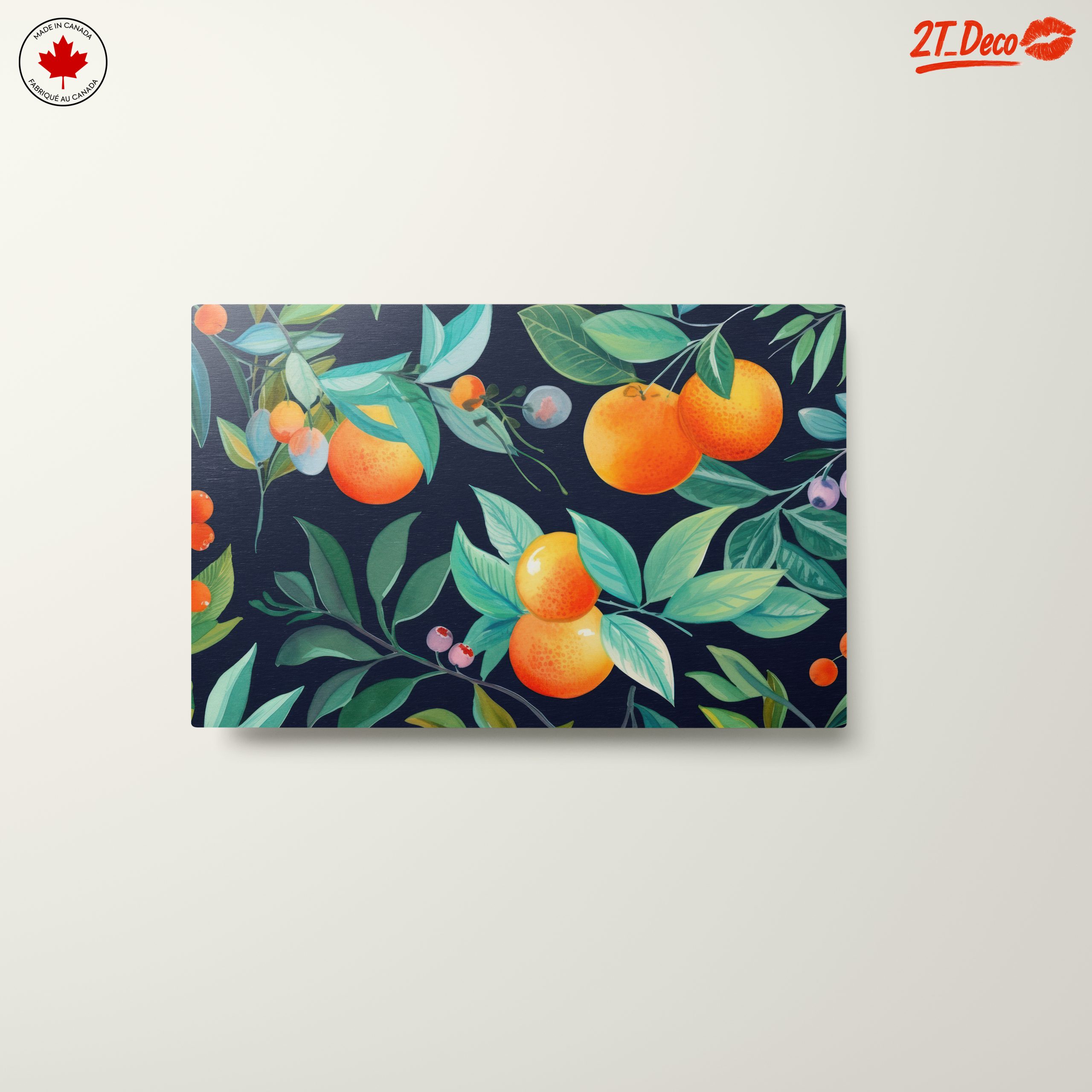 Vibrant Botanical Leaf Print with Oranges and Berries - Image 10