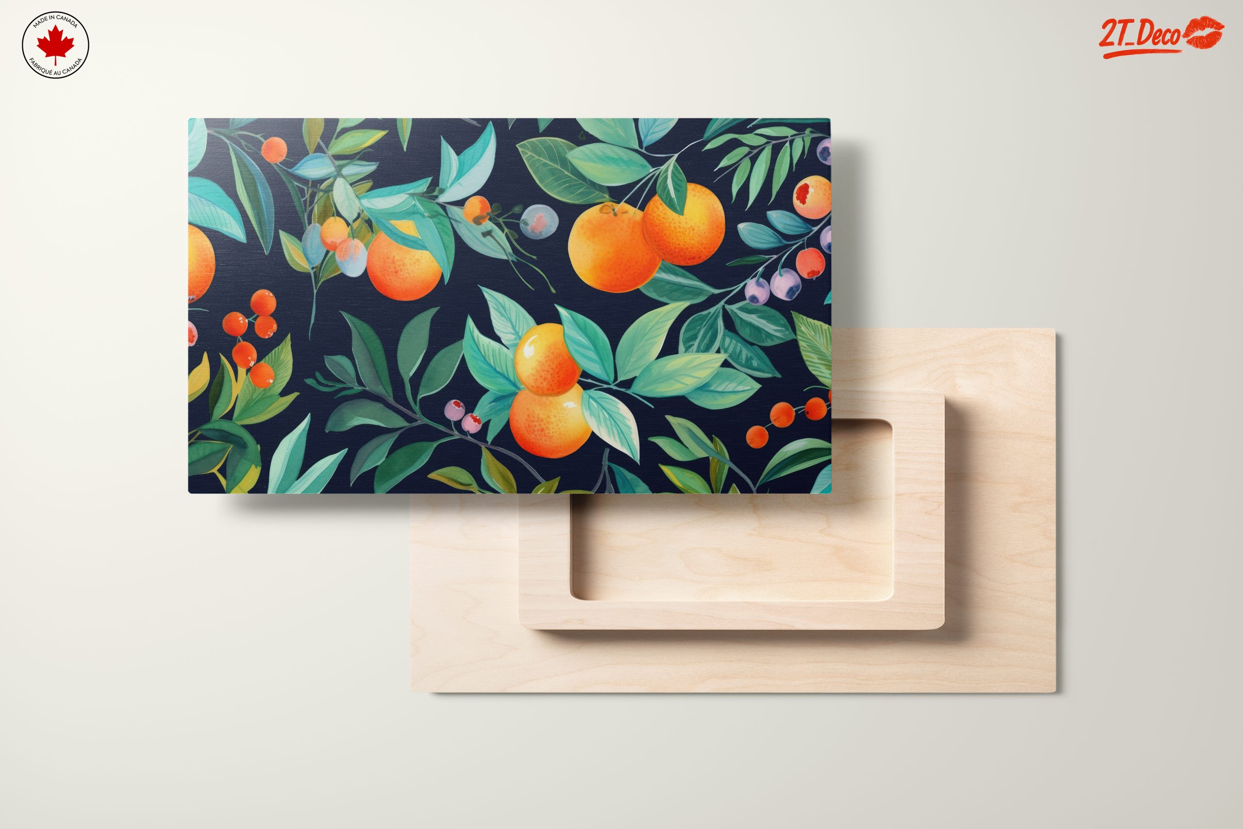 Vibrant Botanical Leaf Print with Oranges and Berries - Image 11