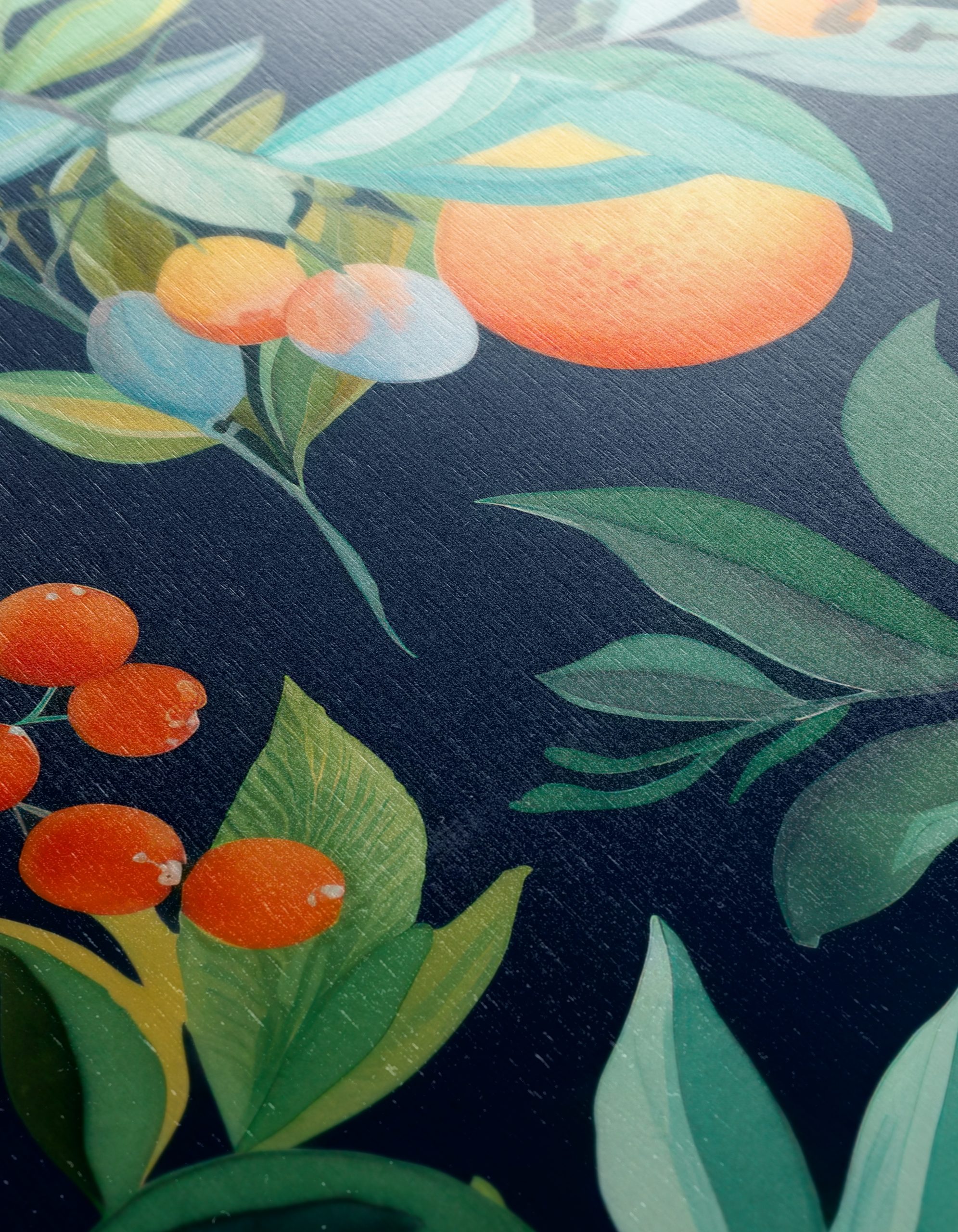 Vibrant Botanical Leaf Print with Oranges and Berries - Image 12