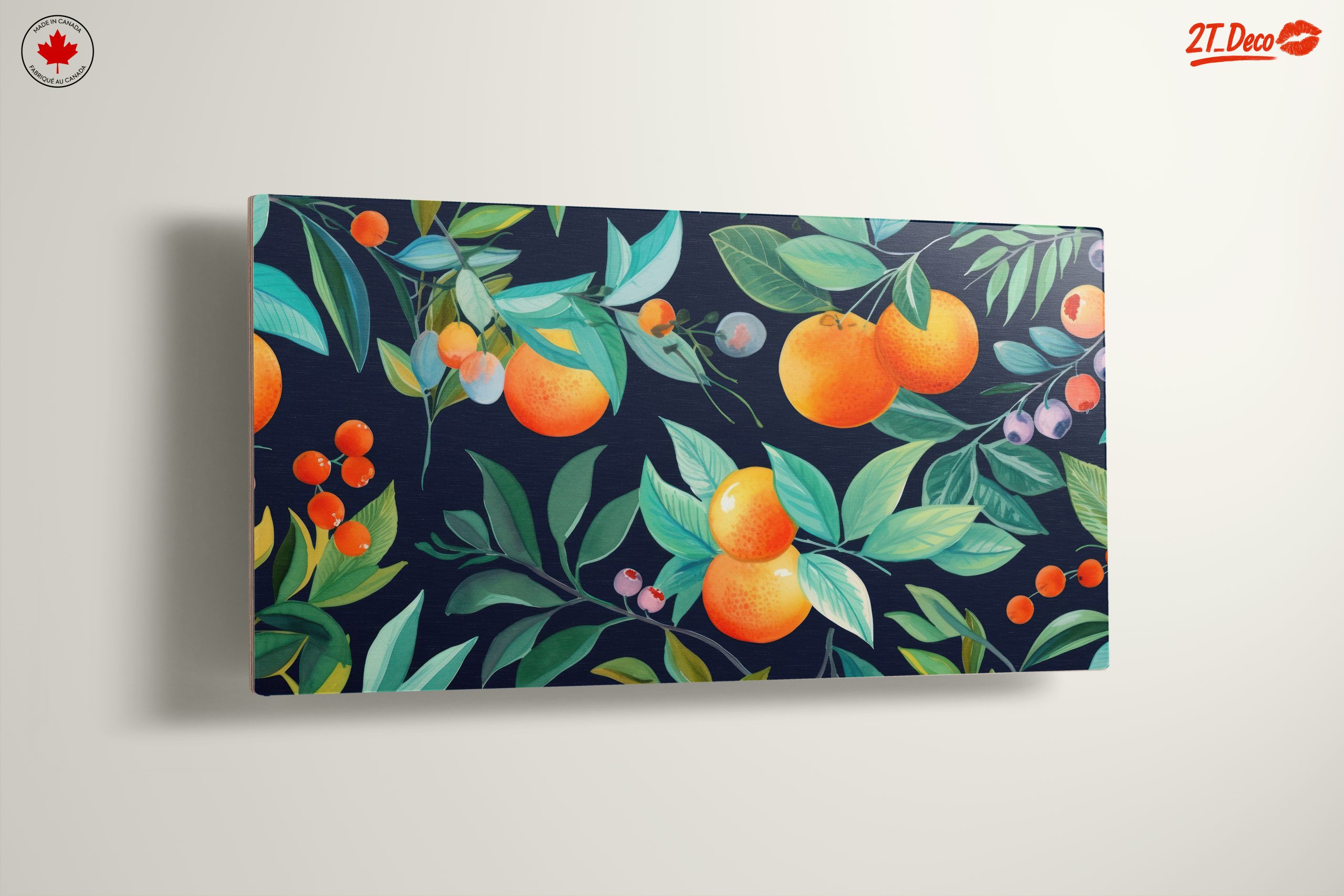 Vibrant Botanical Leaf Print with Oranges and Berries - Image 13
