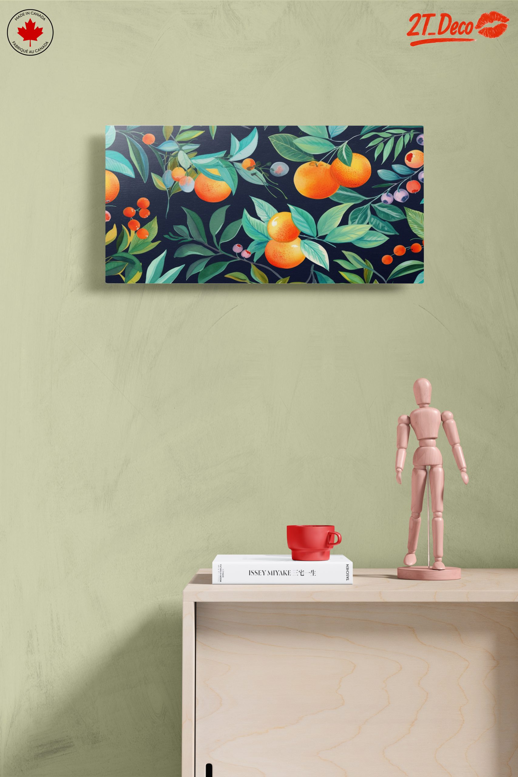Vibrant Botanical Leaf Print with Oranges and Berries - Image 14