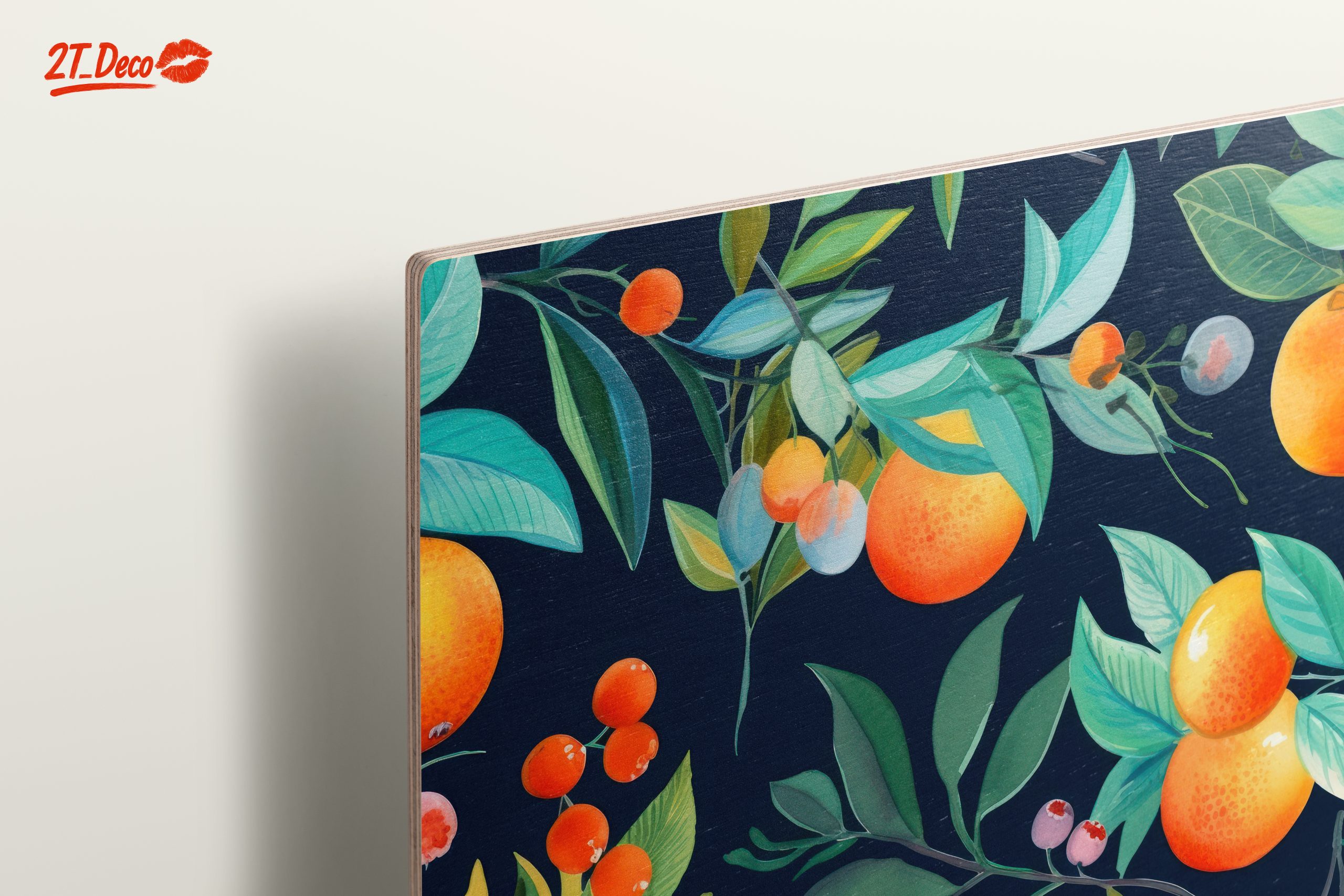 Vibrant Botanical Leaf Print with Oranges and Berries - Image 15