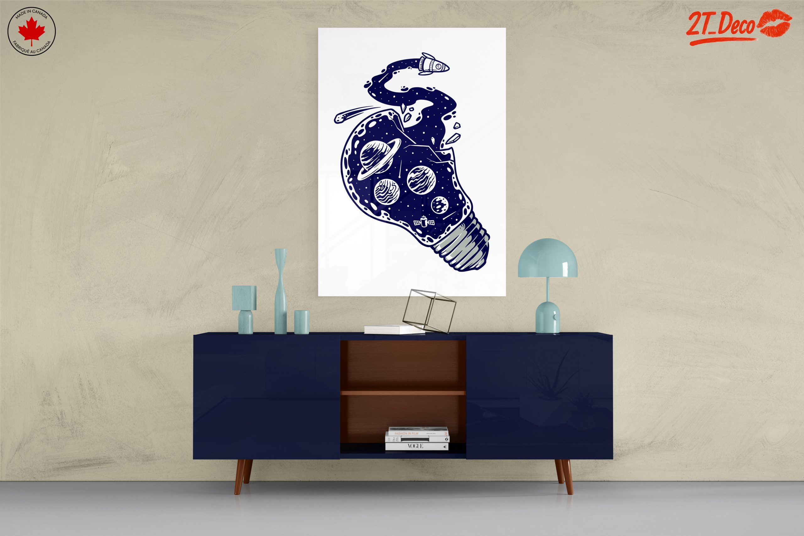 Cosmic Light Bulb Art Featuring Planets and Rockets - Image 8