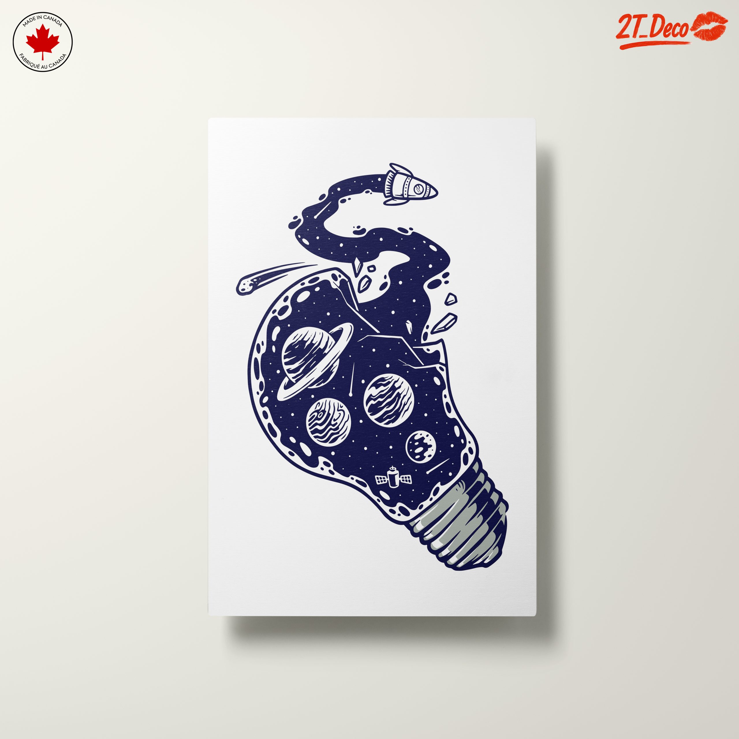 Cosmic Light Bulb Art Featuring Planets and Rockets - Image 10