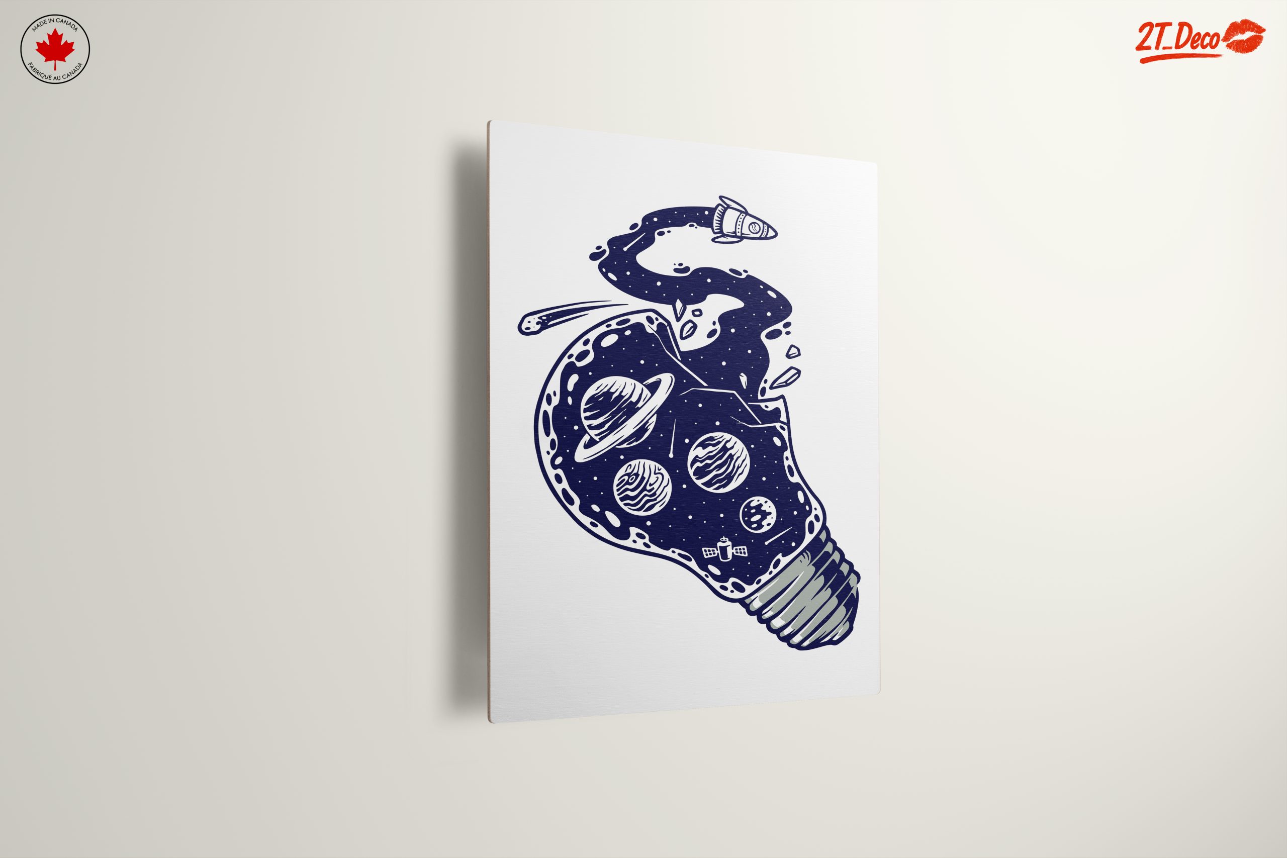Cosmic Light Bulb Art Featuring Planets and Rockets - Image 13