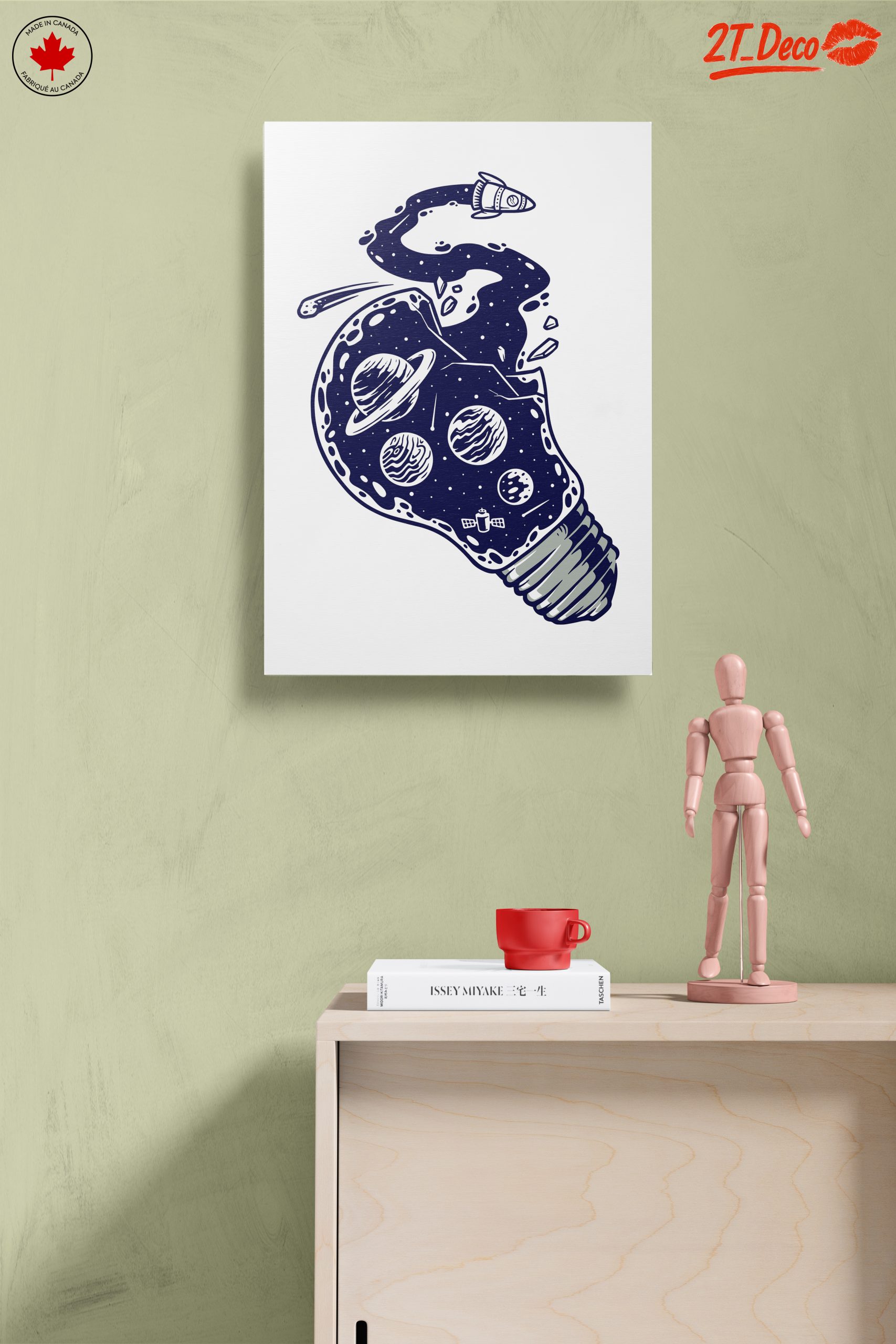 Cosmic Light Bulb Art Featuring Planets and Rockets - Image 14
