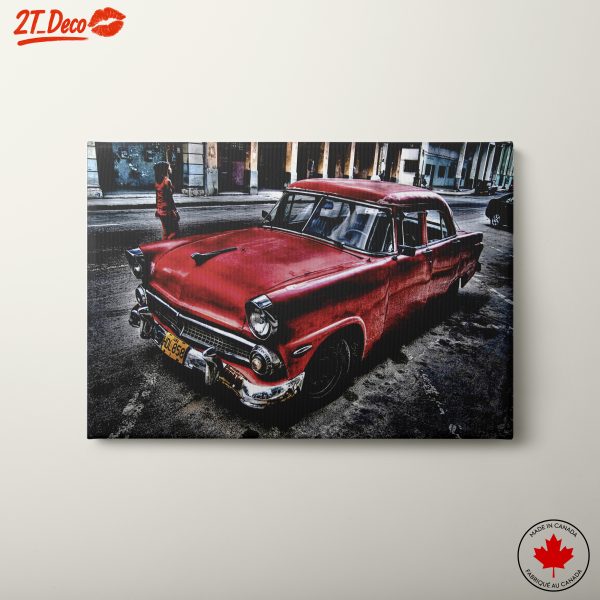 Vintage Red Classic Car Photograph