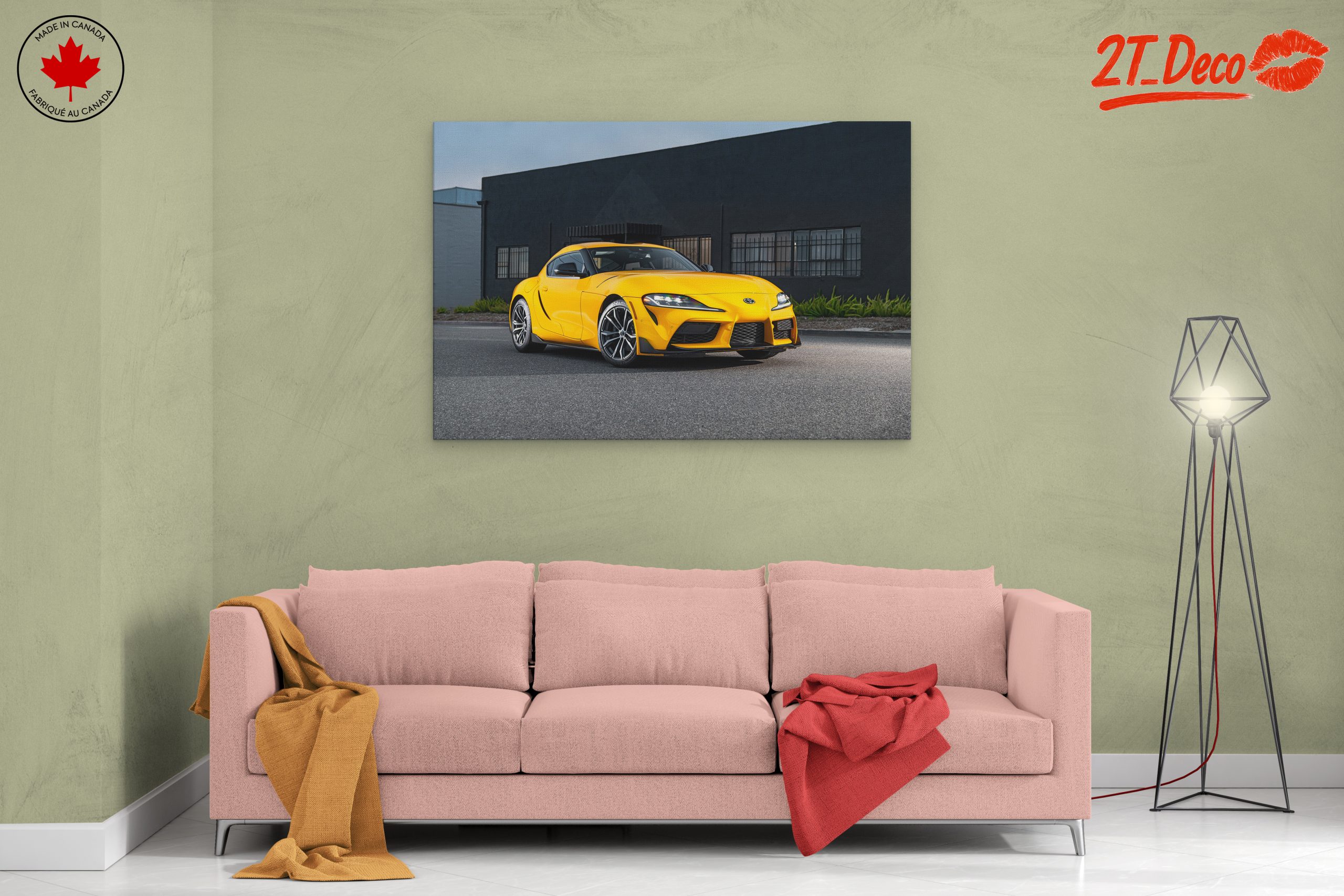 Dynamic Yellow Sports Car on Urban Street - Image 2
