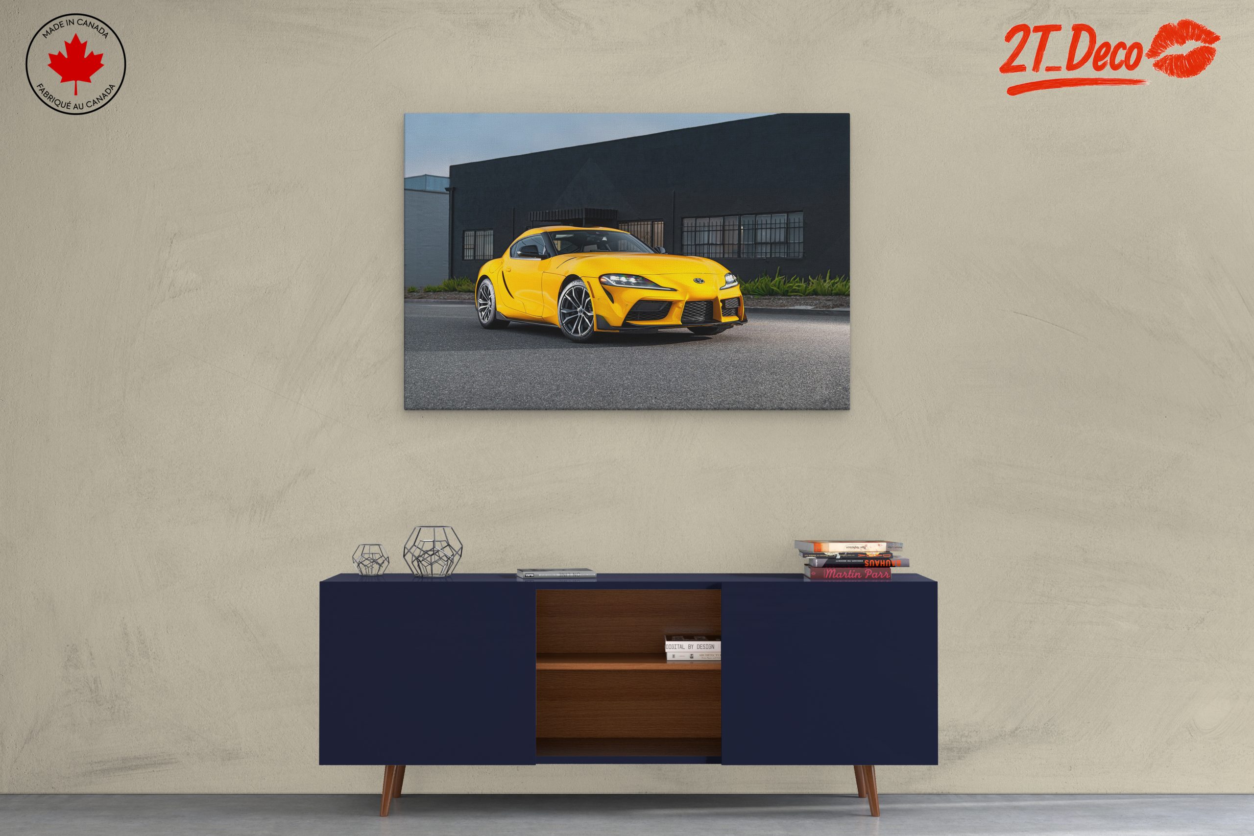Dynamic Yellow Sports Car on Urban Street - Image 3