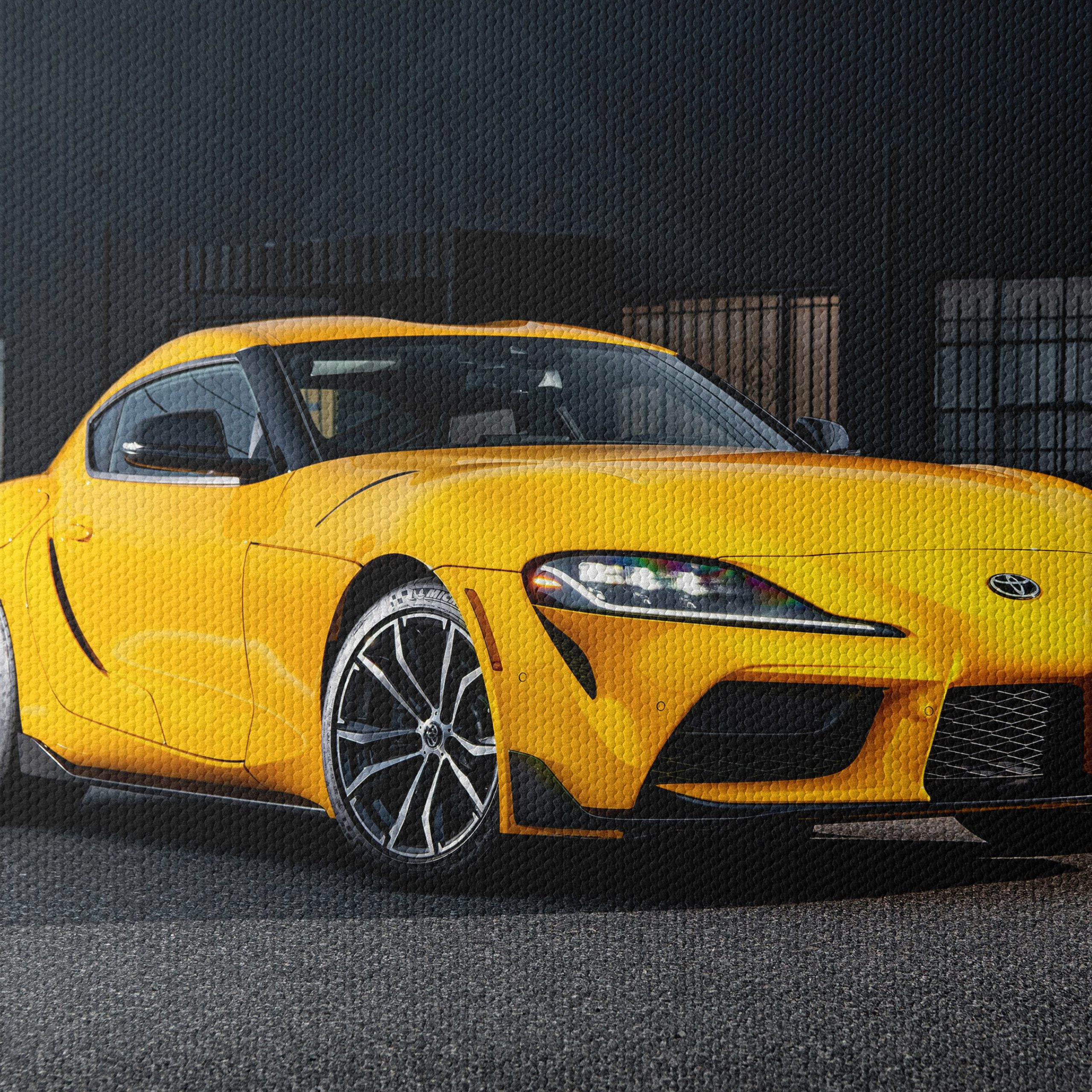 Dynamic Yellow Sports Car on Urban Street - Image 4
