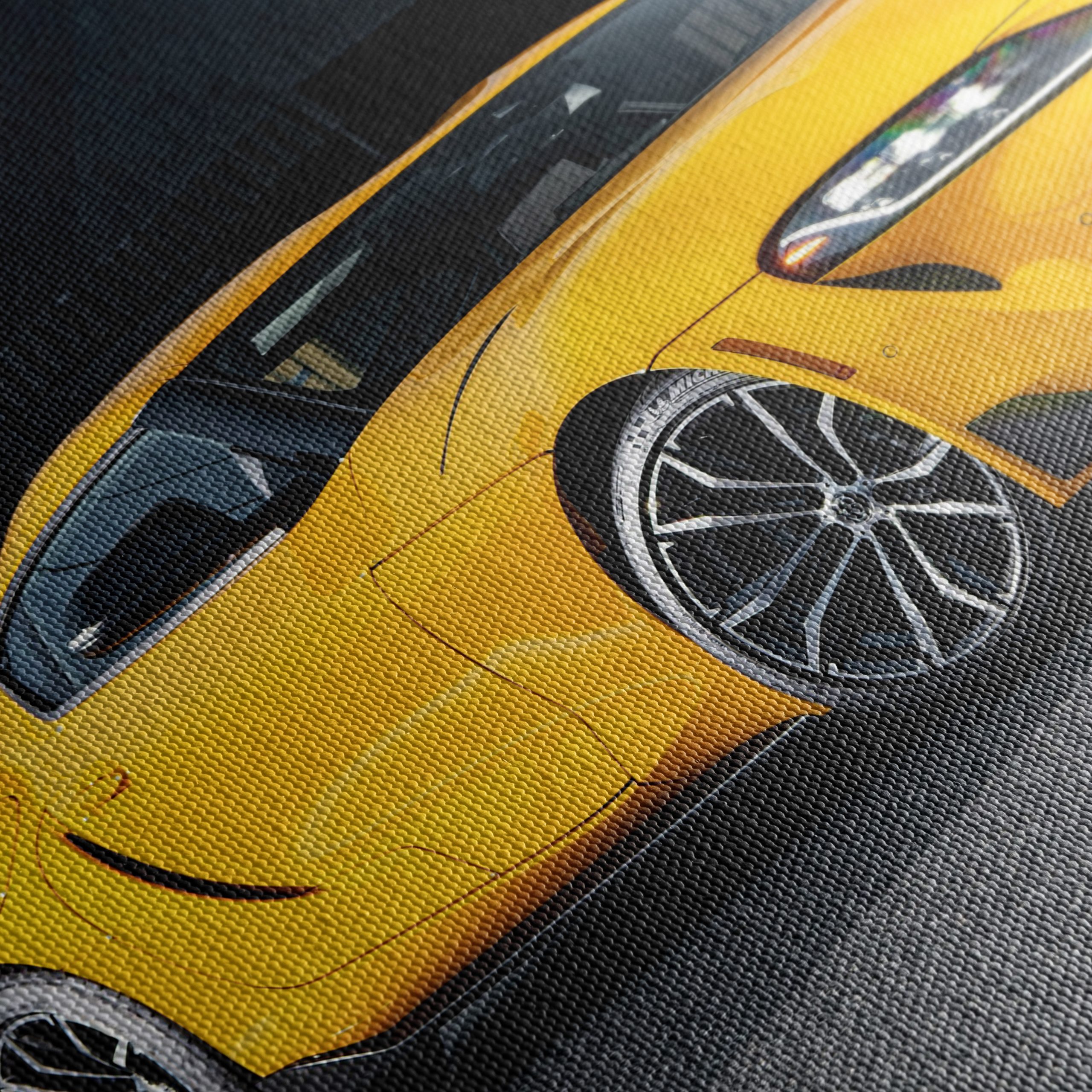 Dynamic Yellow Sports Car on Urban Street - Image 5