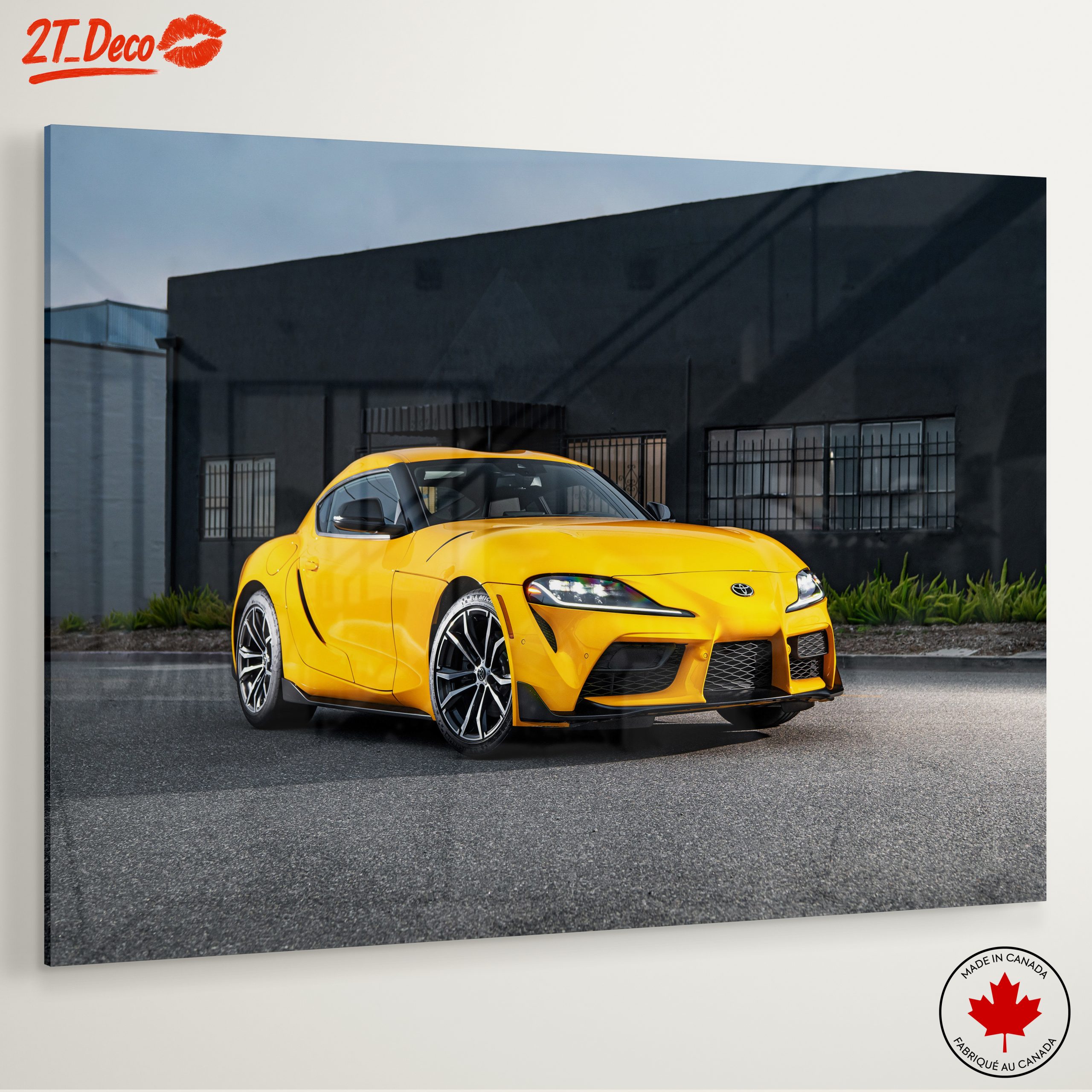 Dynamic Yellow Sports Car on Urban Street - Image 6