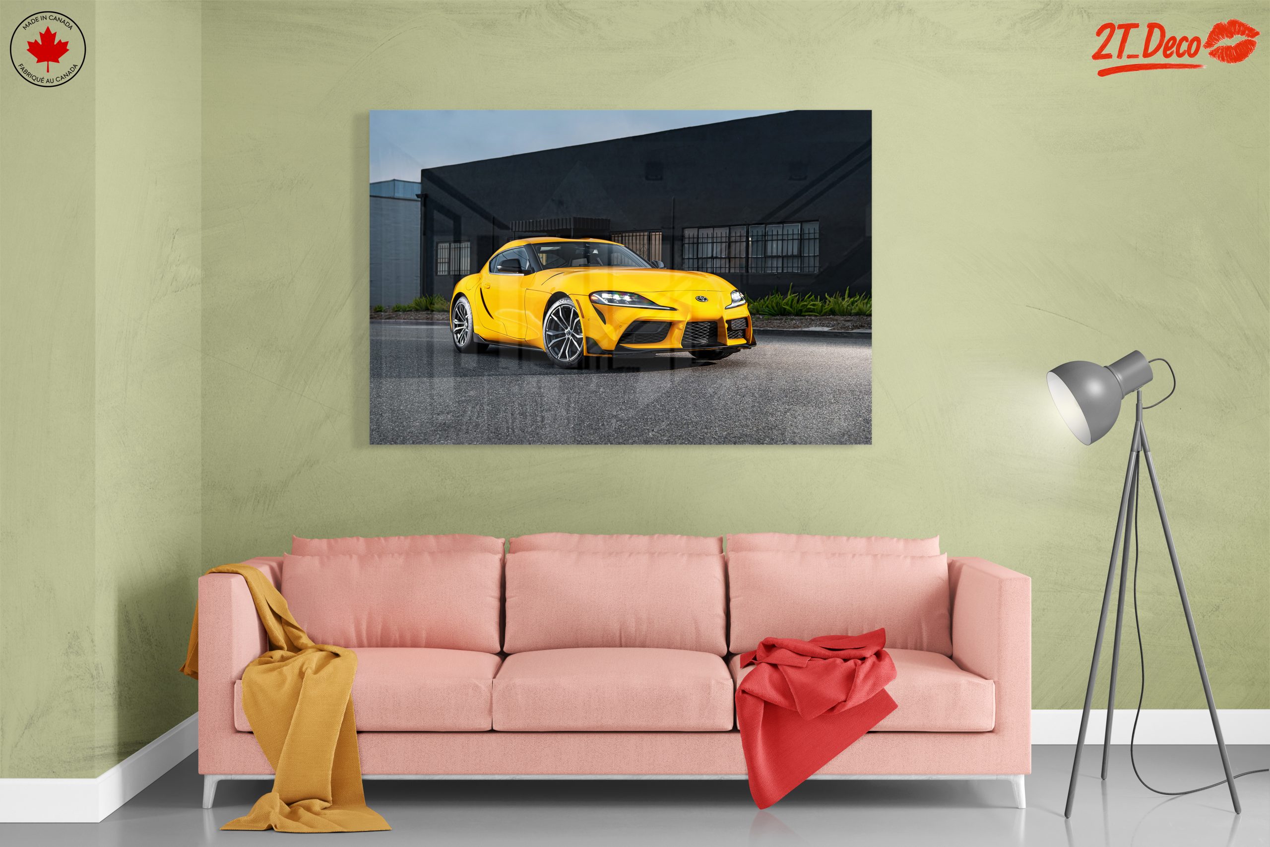 Dynamic Yellow Sports Car on Urban Street - Image 7