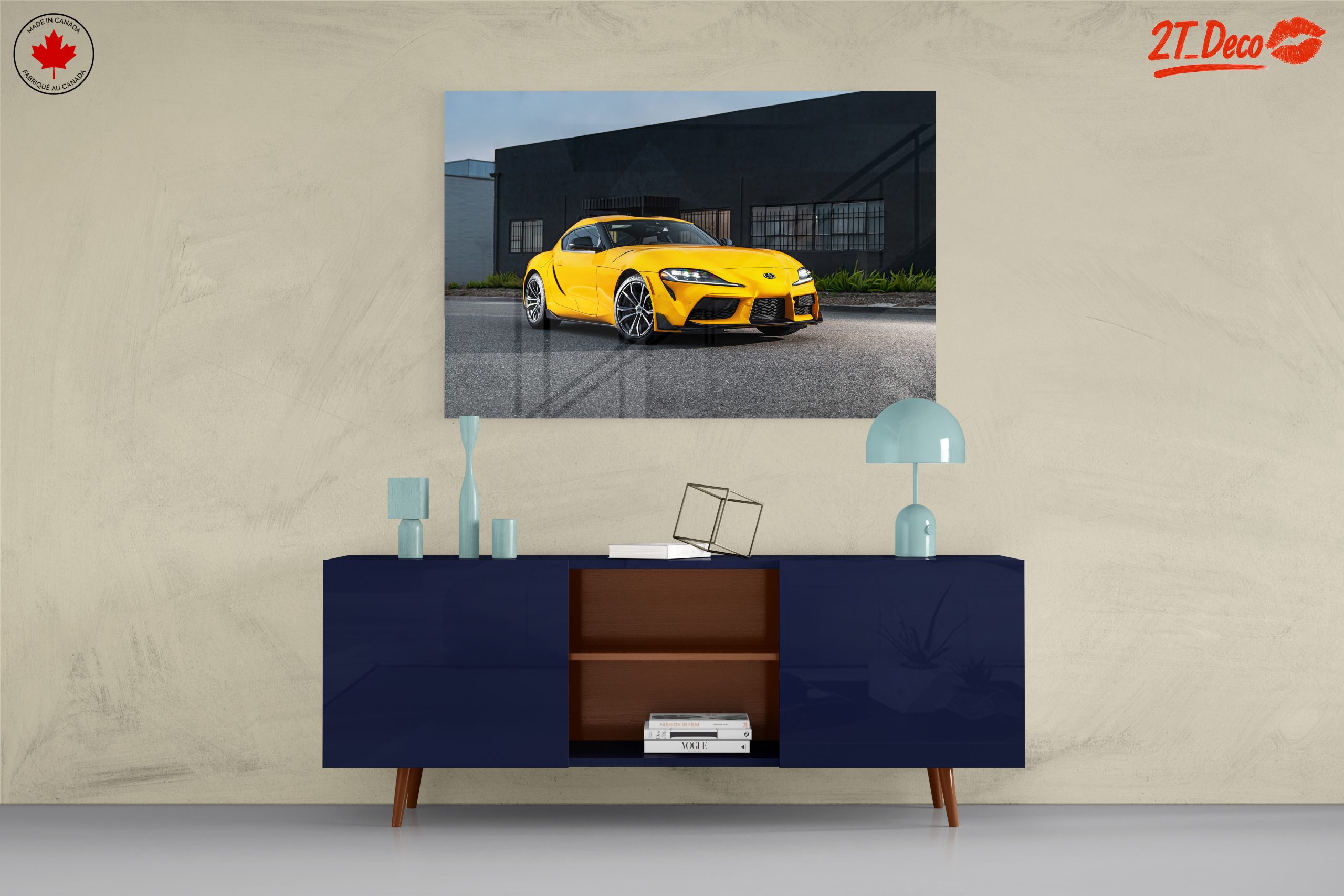 Dynamic Yellow Sports Car on Urban Street - Image 8