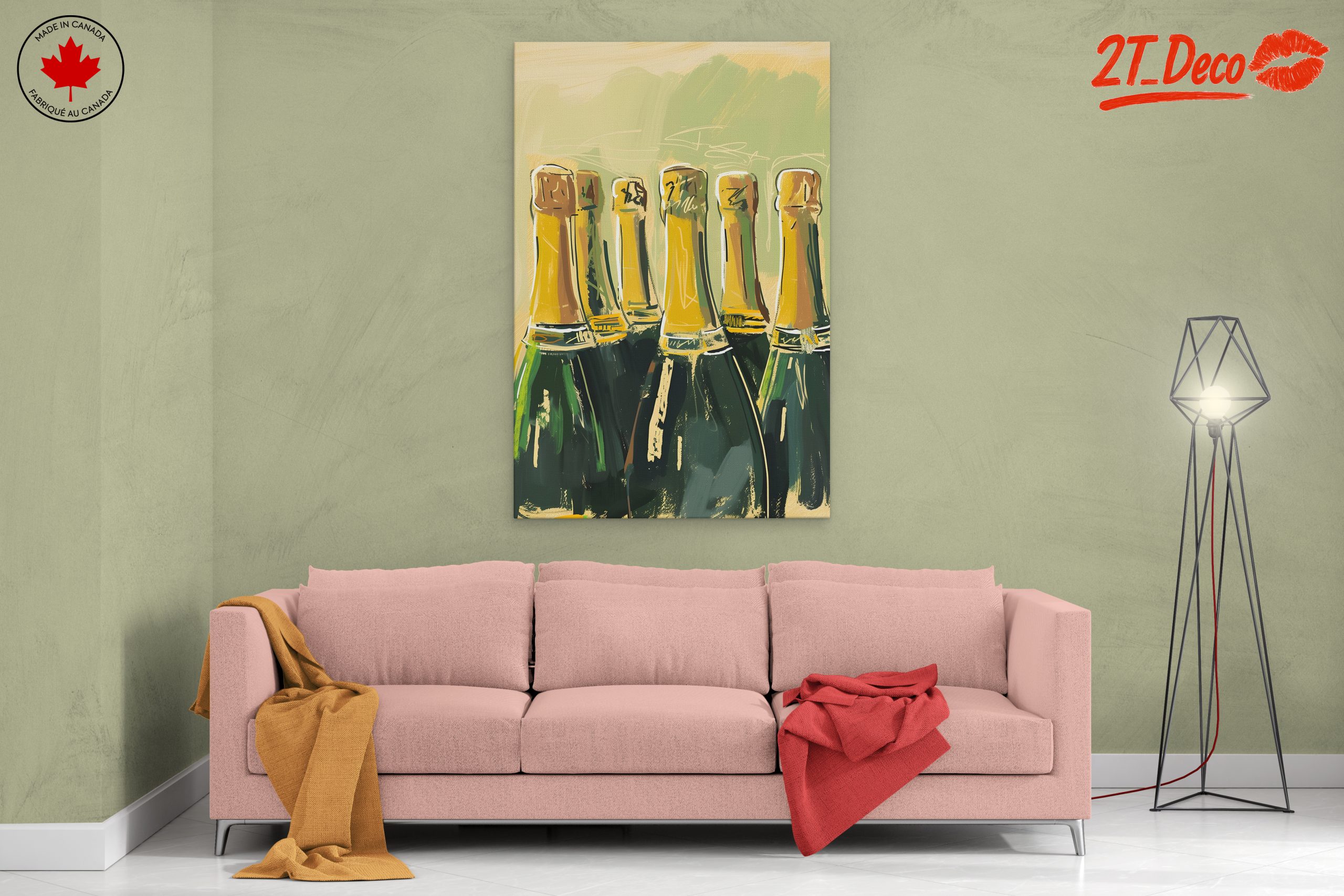 Stylized Champagne Bottles Artwork - Image 2