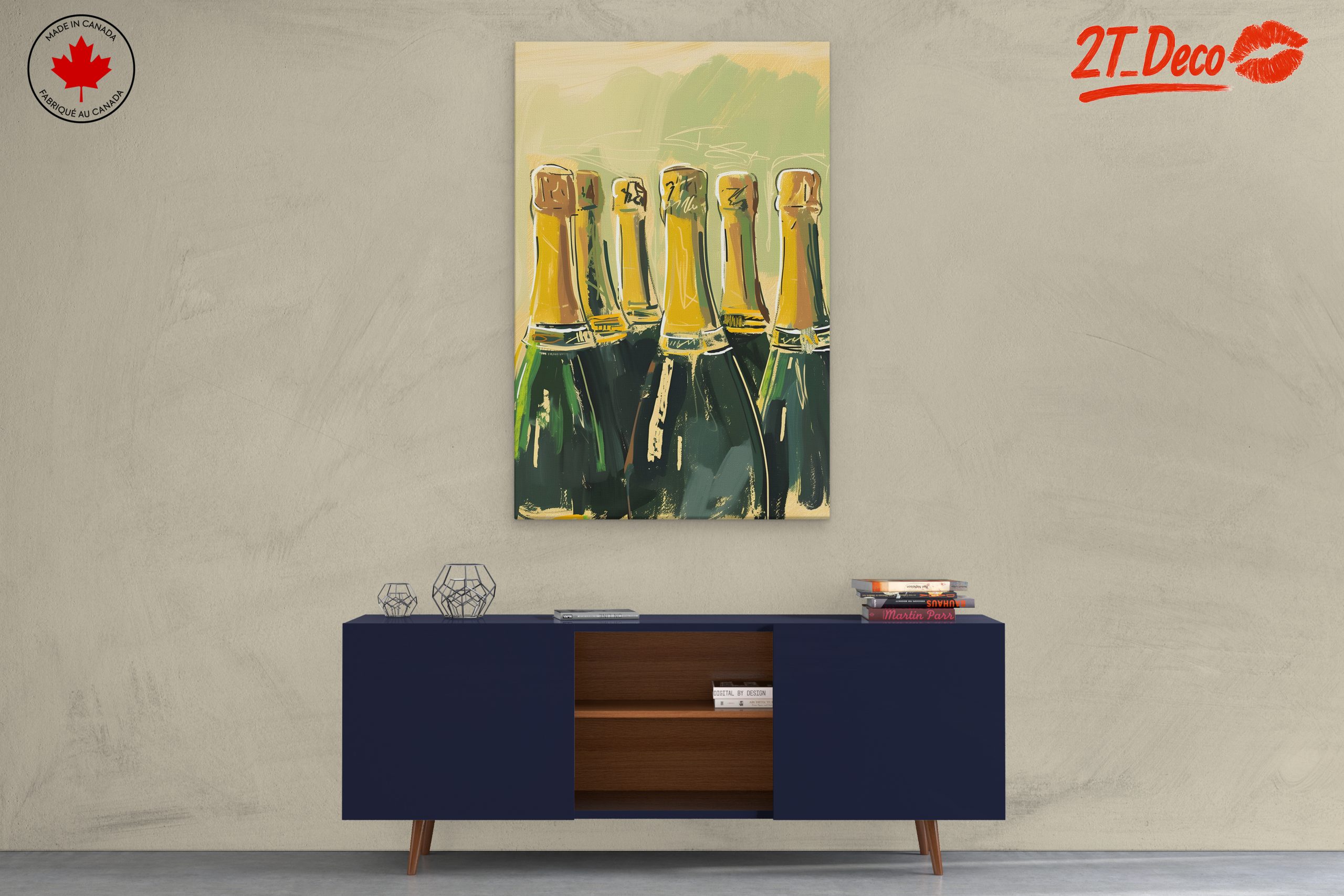Stylized Champagne Bottles Artwork - Image 3