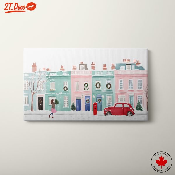 Charming City Winter Scene with Colorful Buildings