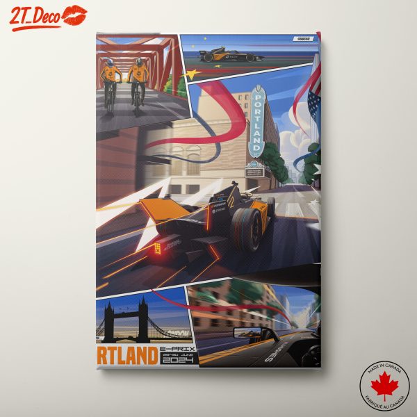 Dynamic Motorsport City Artwork Featuring Portland