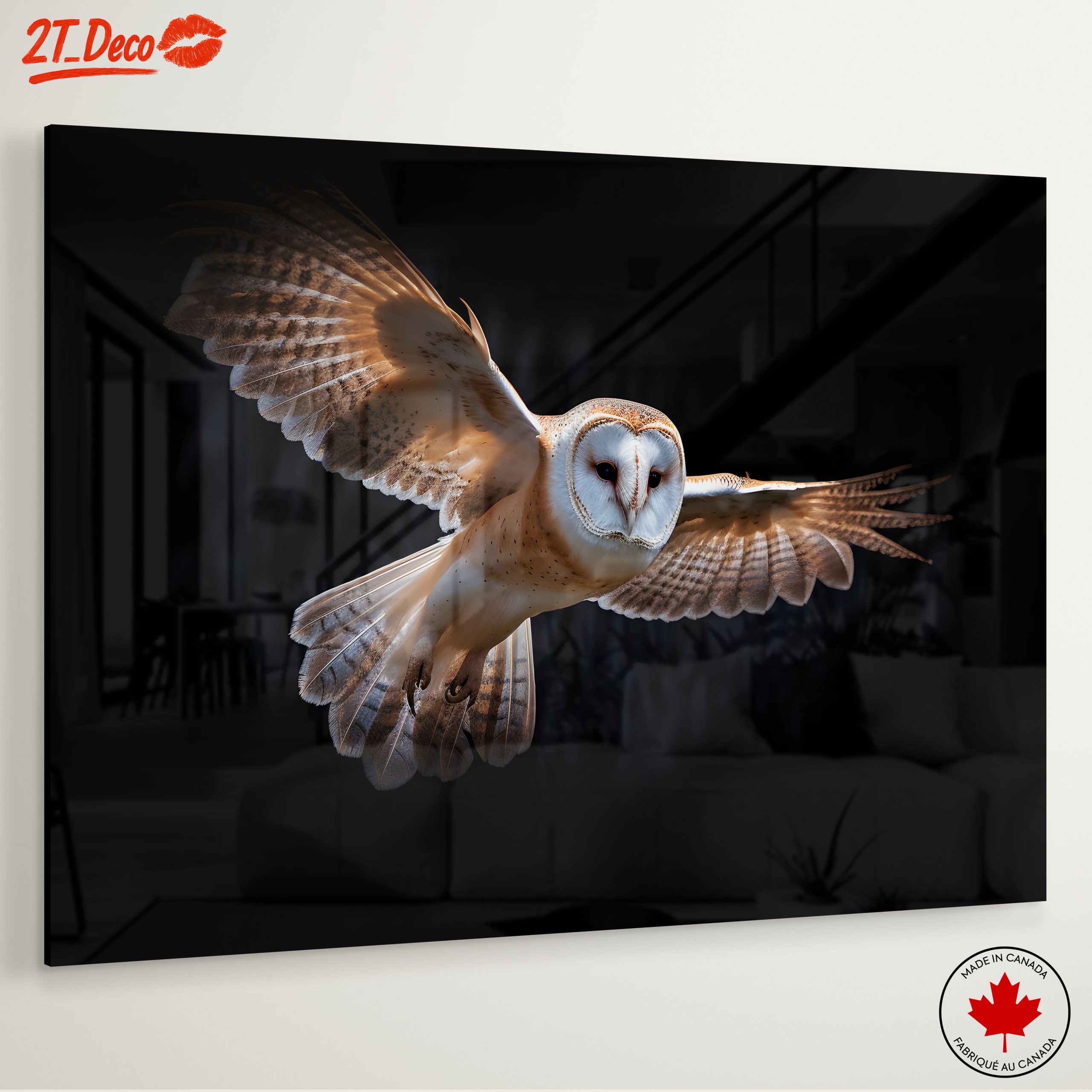 Stunning Owl in Flight Wall Art - Image 6