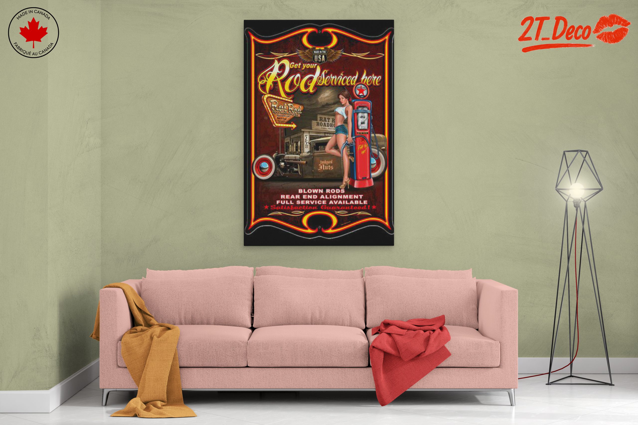 Vintage Road Service Art with Classic Car - Image 2