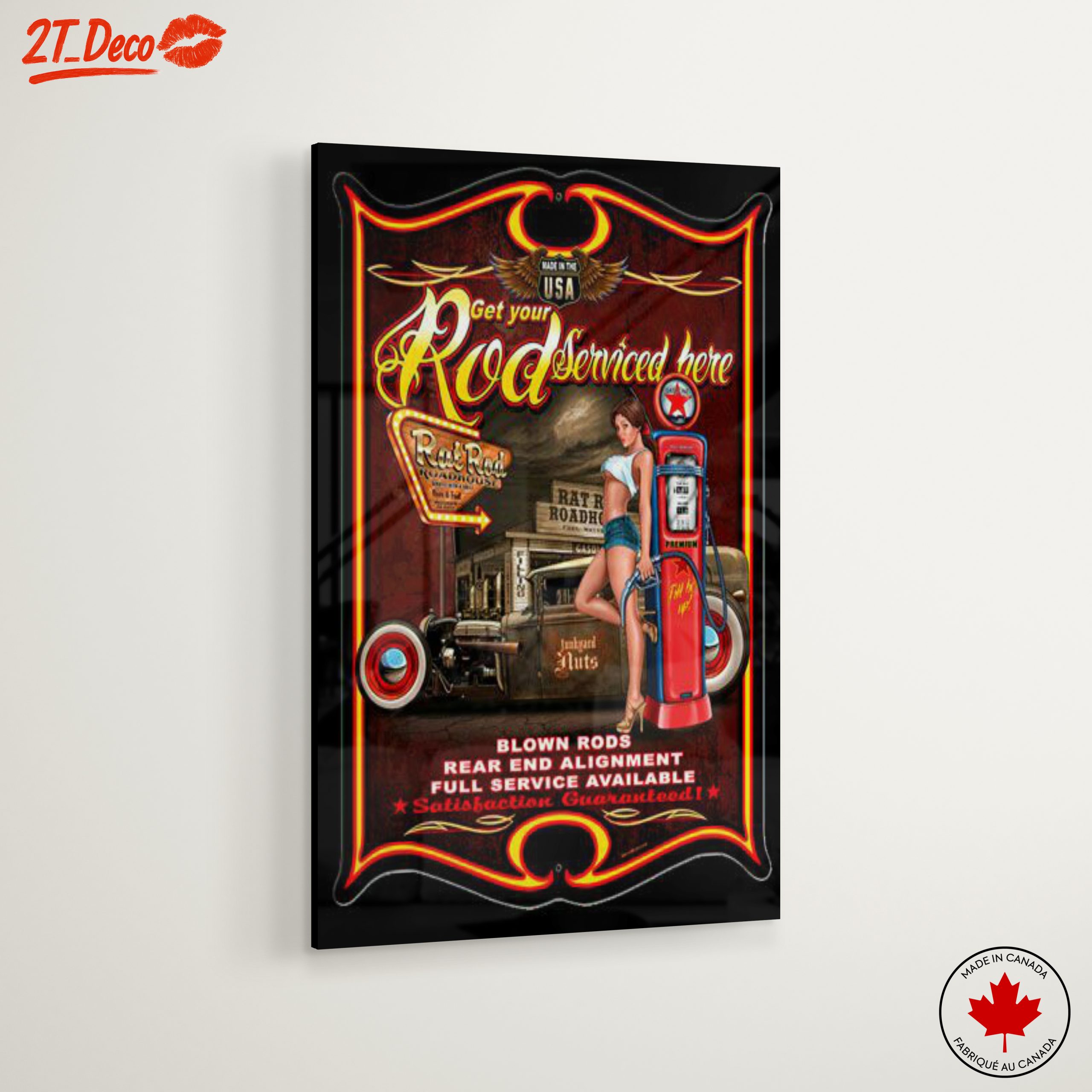 Vintage Road Service Art with Classic Car - Image 6
