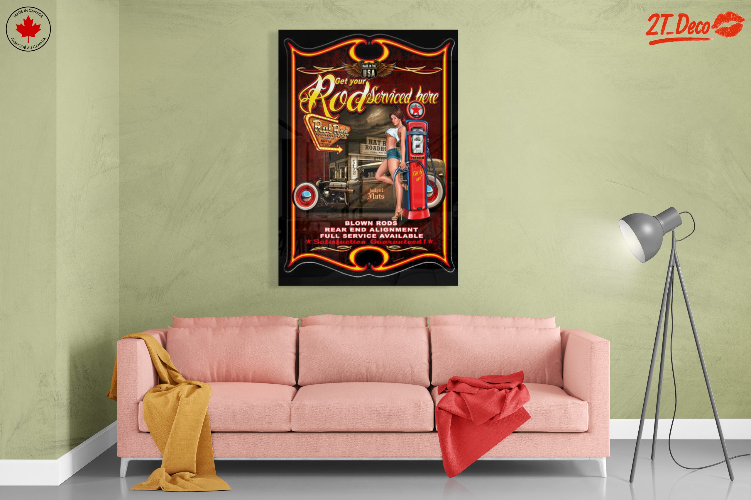 Vintage Road Service Art with Classic Car - Image 7