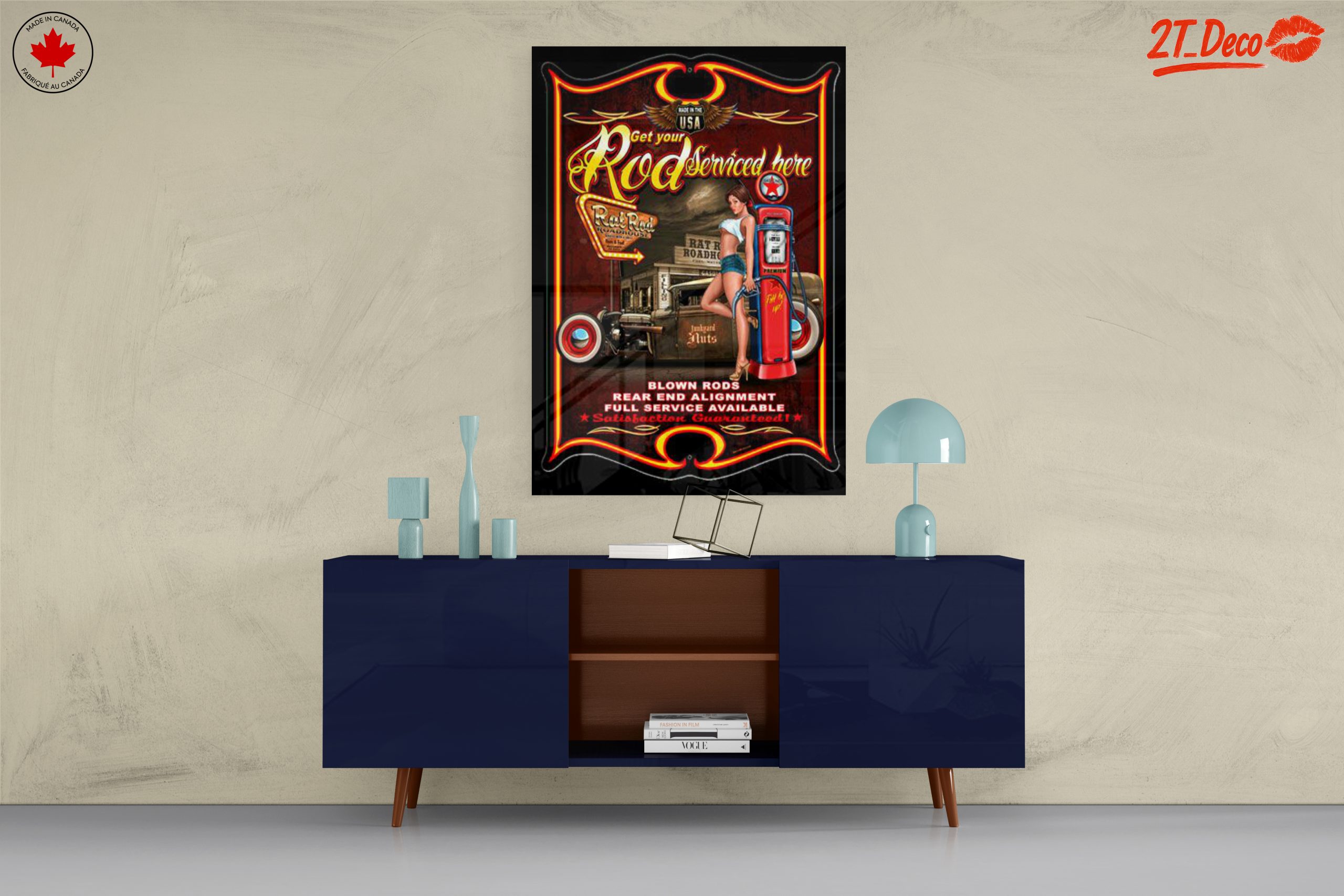Vintage Road Service Art with Classic Car - Image 8