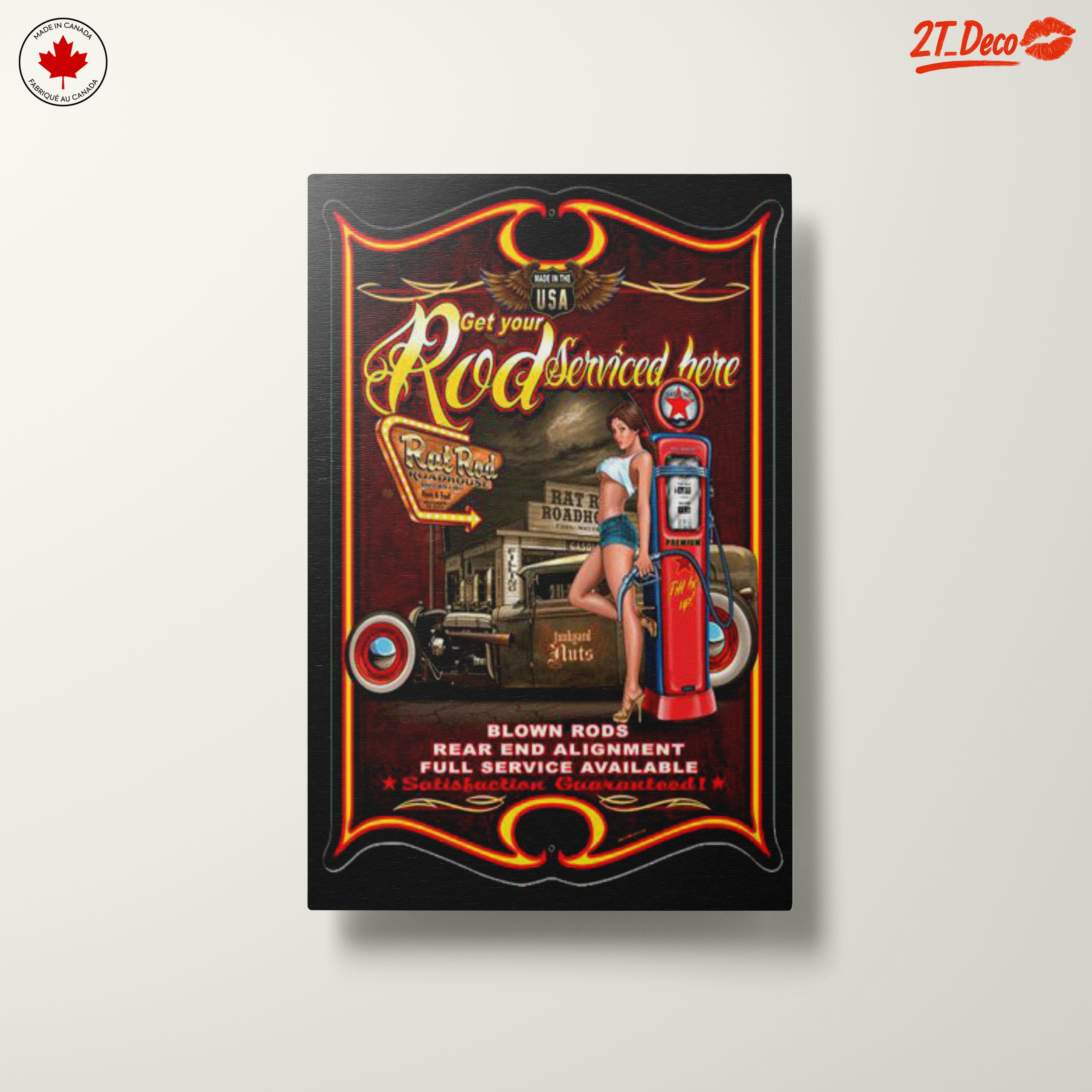Vintage Road Service Art with Classic Car - Image 10