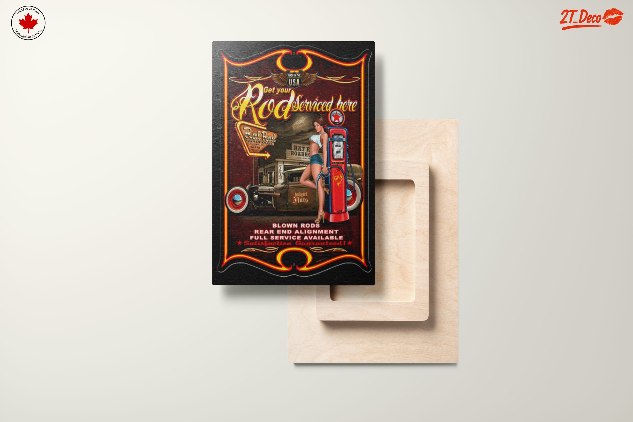 Vintage Road Service Art with Classic Car - Image 11
