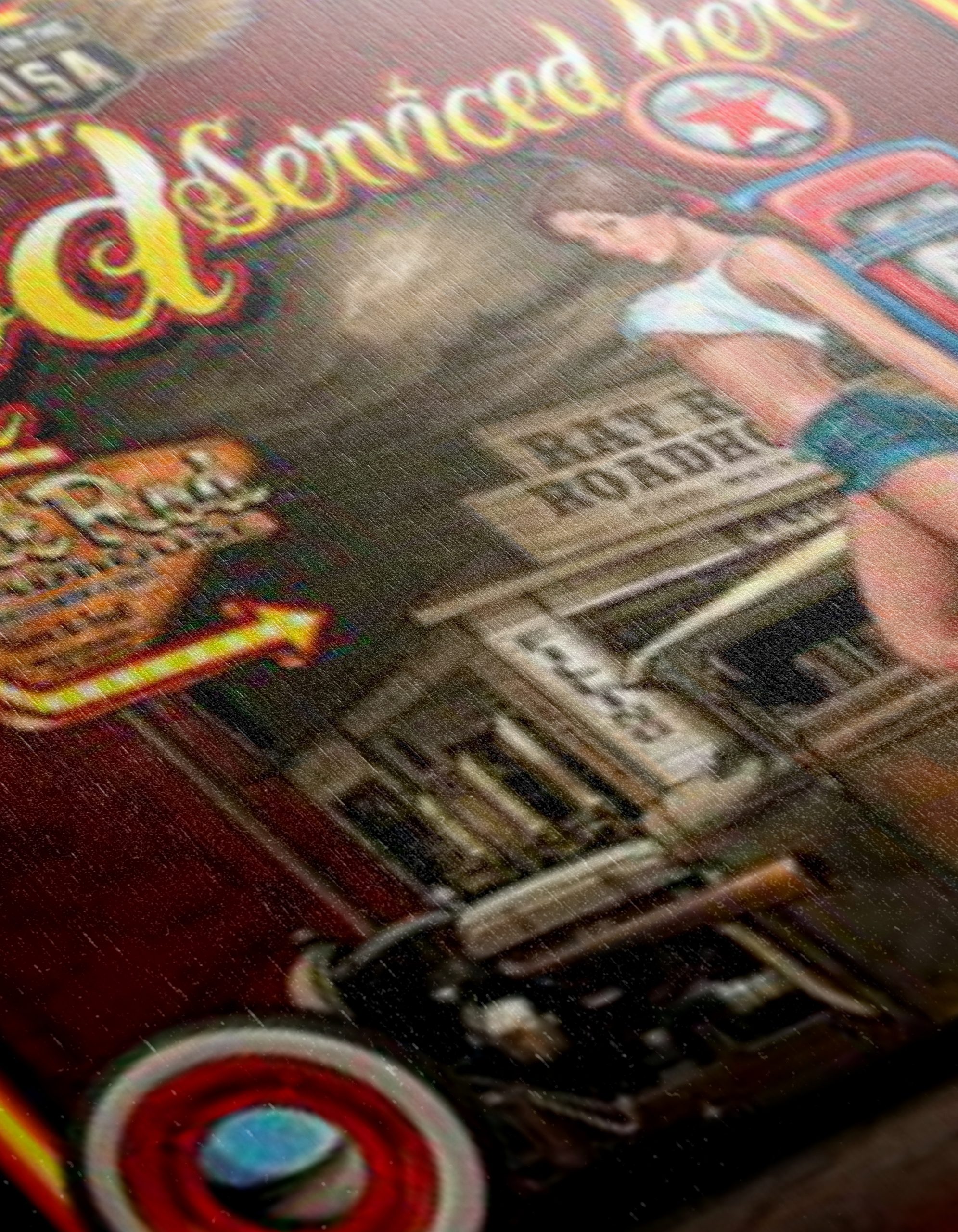 Vintage Road Service Art with Classic Car - Image 12